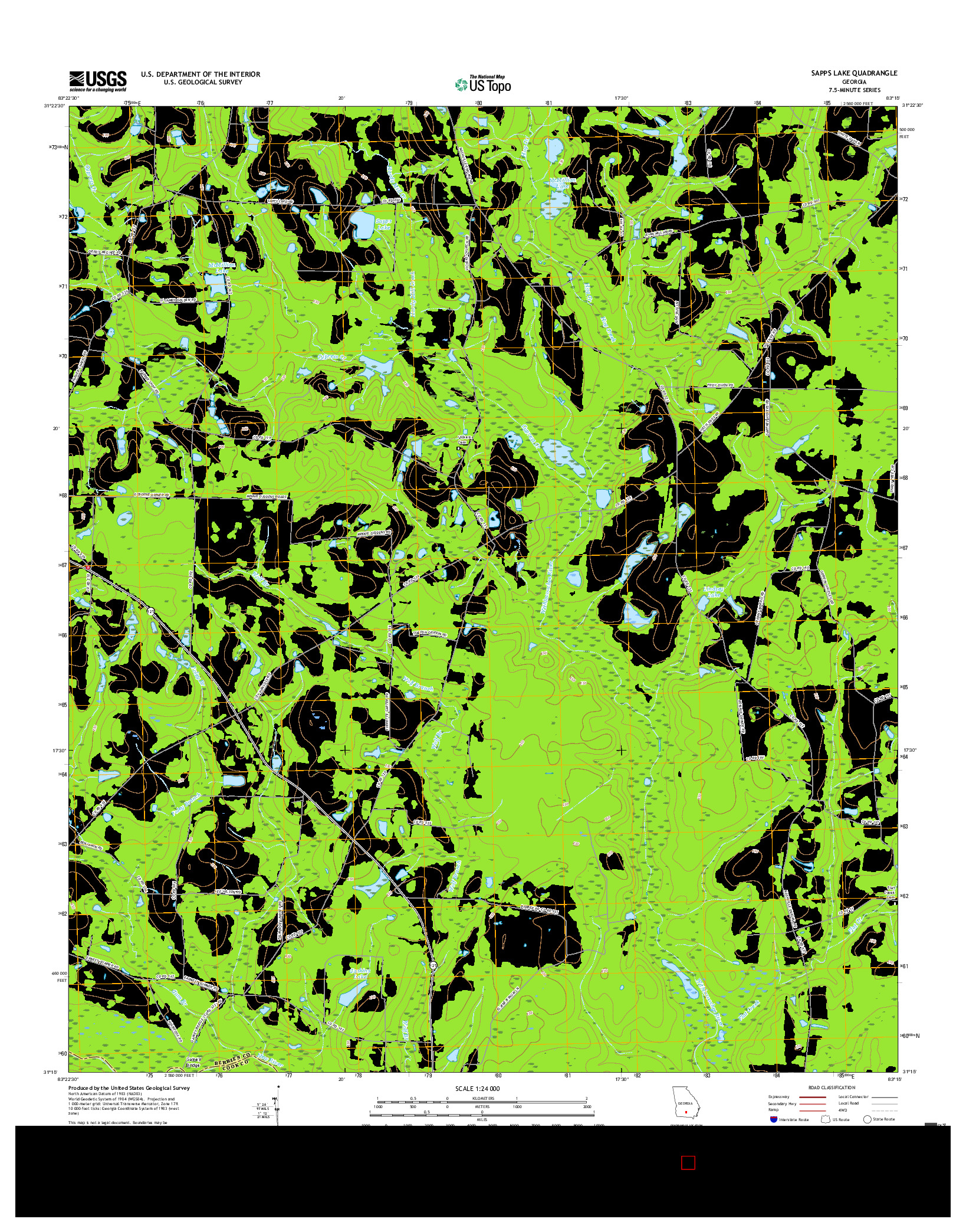 USGS US TOPO 7.5-MINUTE MAP FOR SAPPS LAKE, GA 2017