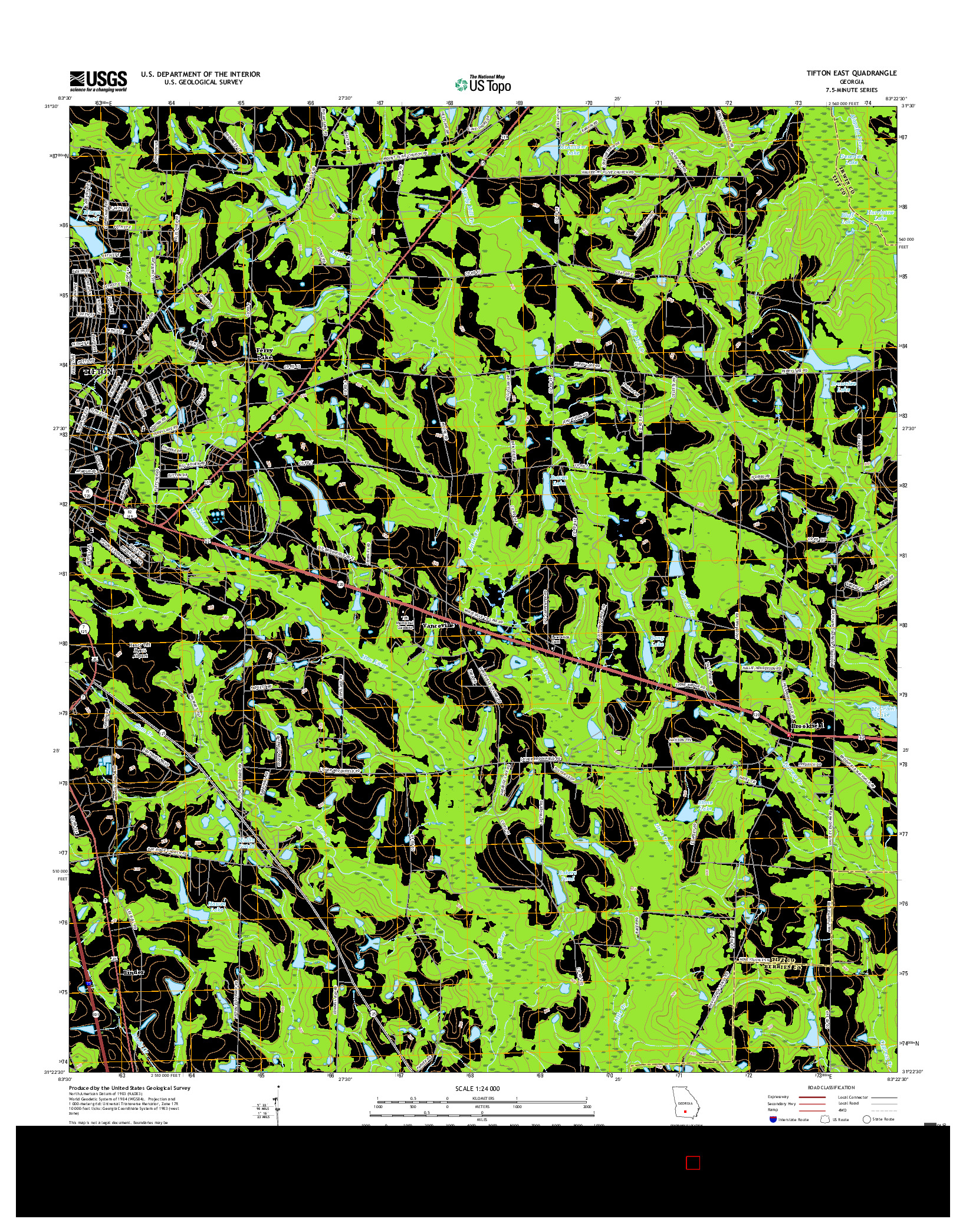 USGS US TOPO 7.5-MINUTE MAP FOR TIFTON EAST, GA 2017