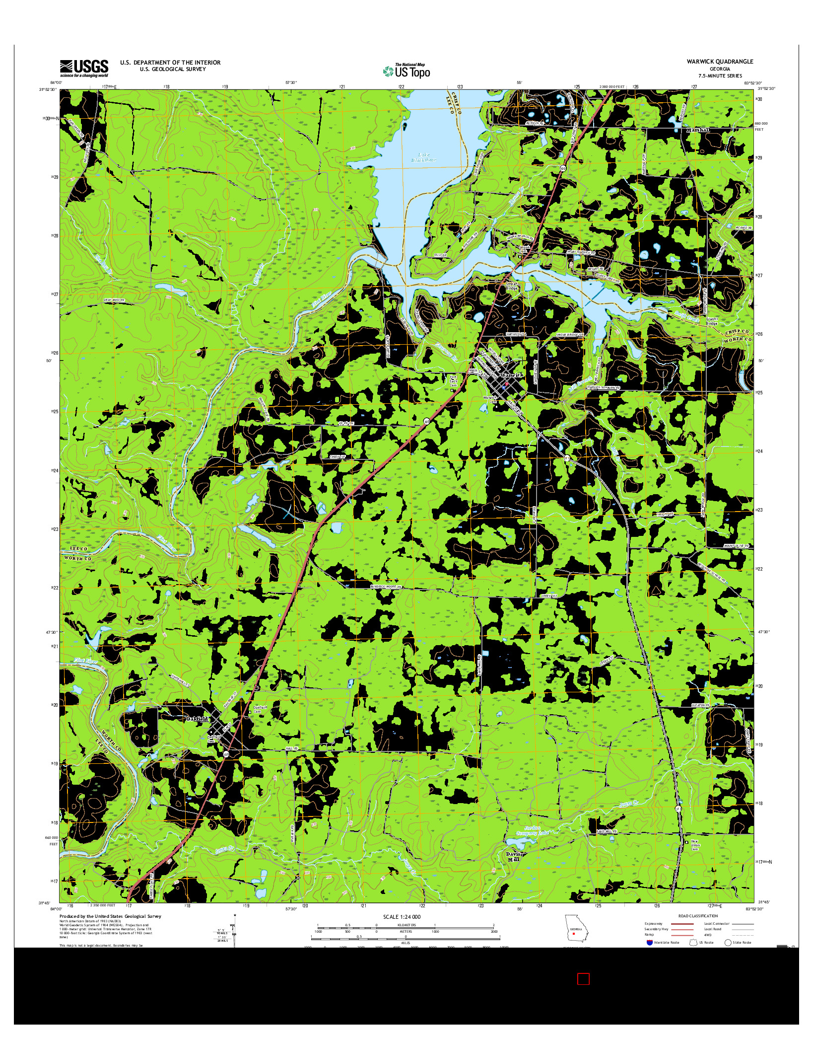 USGS US TOPO 7.5-MINUTE MAP FOR WARWICK, GA 2017