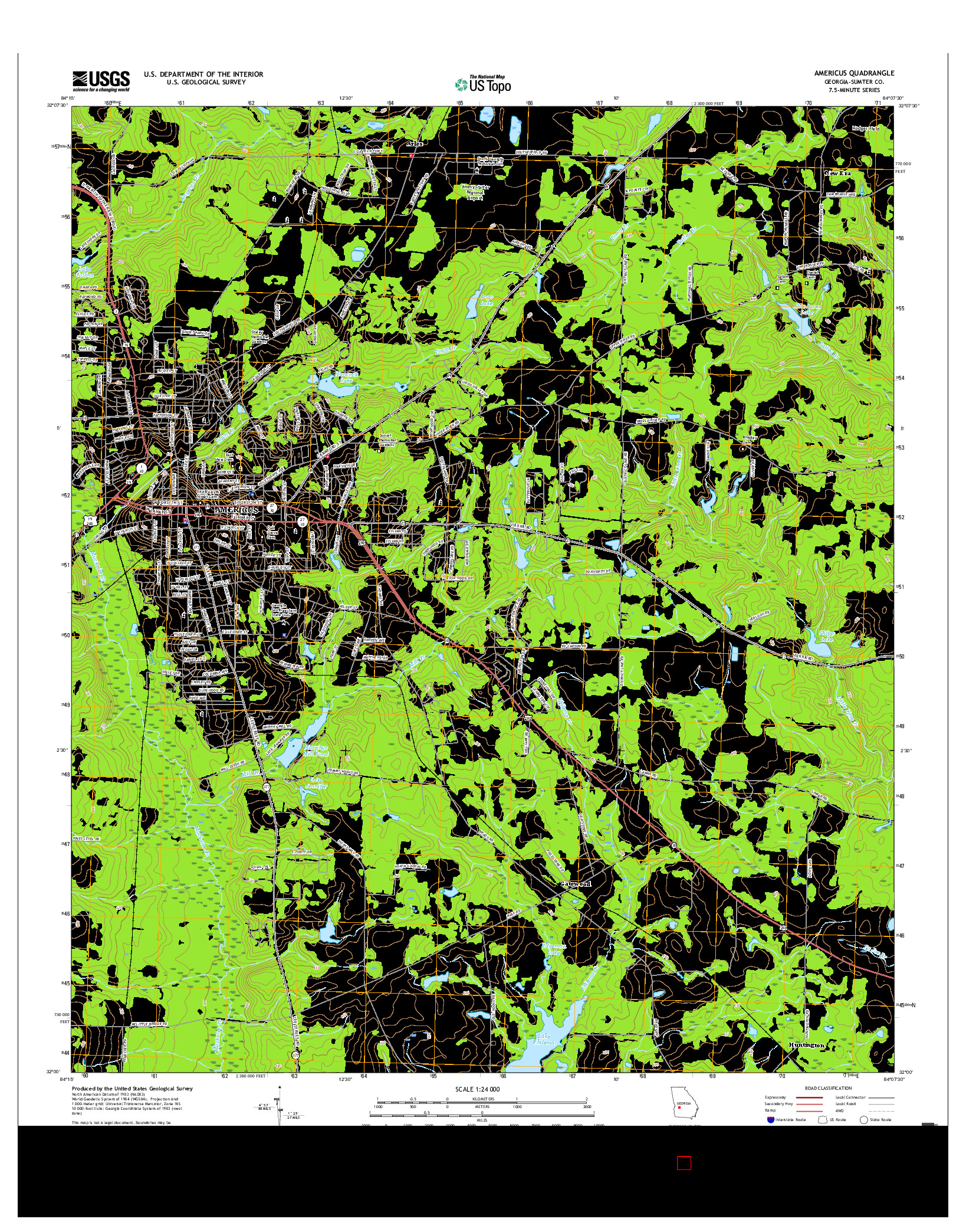 USGS US TOPO 7.5-MINUTE MAP FOR AMERICUS, GA 2017