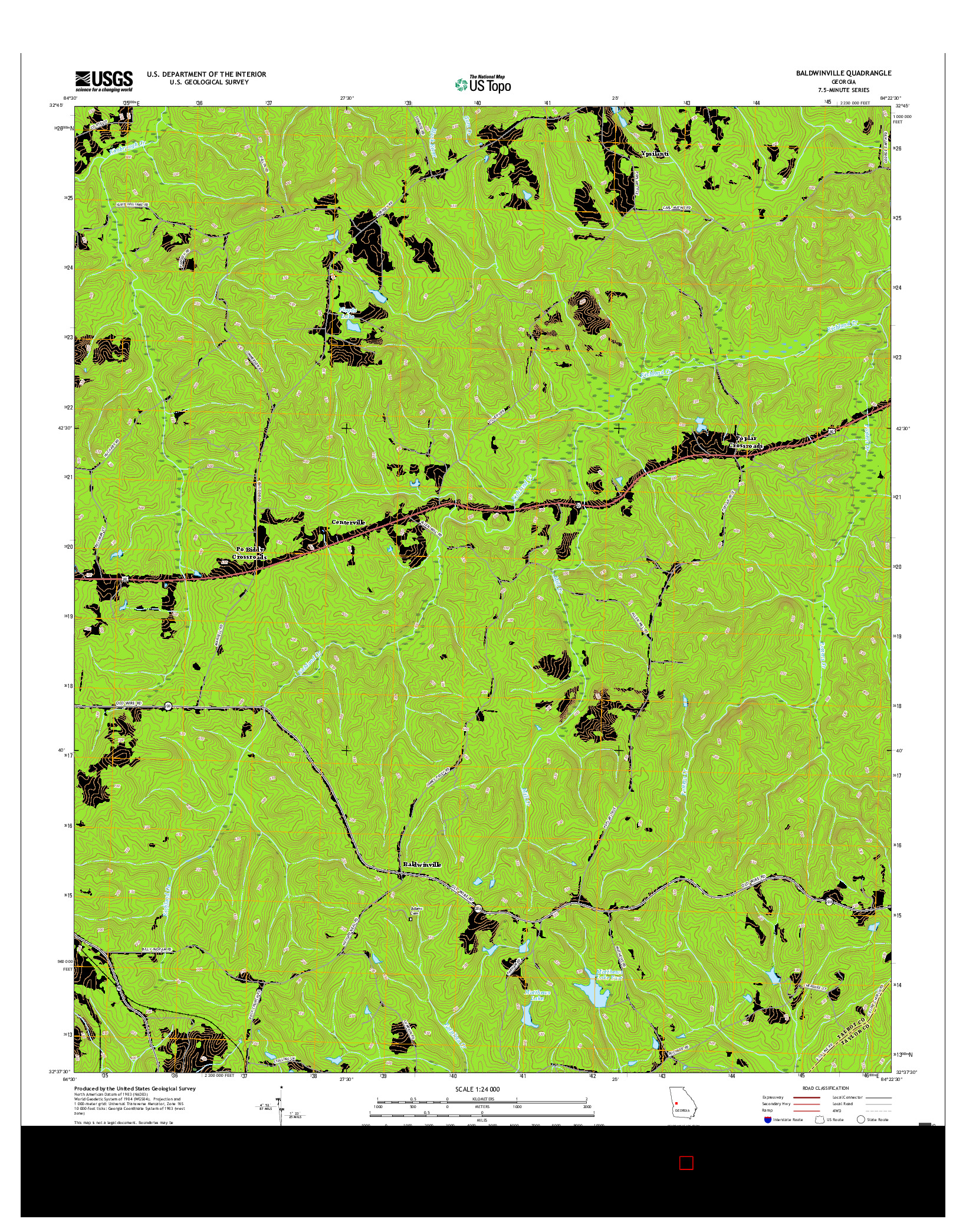 USGS US TOPO 7.5-MINUTE MAP FOR BALDWINVILLE, GA 2017