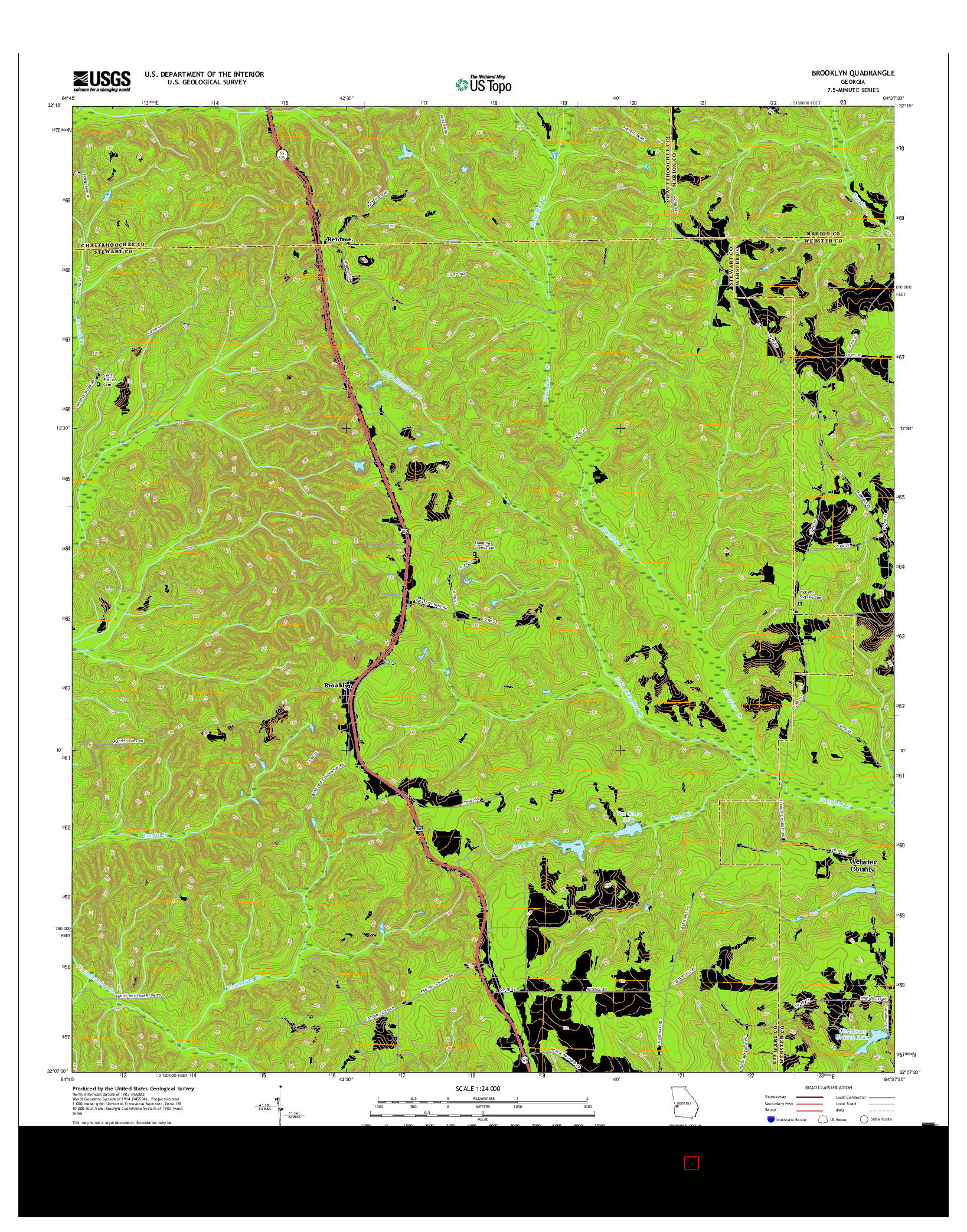 USGS US TOPO 7.5-MINUTE MAP FOR BROOKLYN, GA 2017