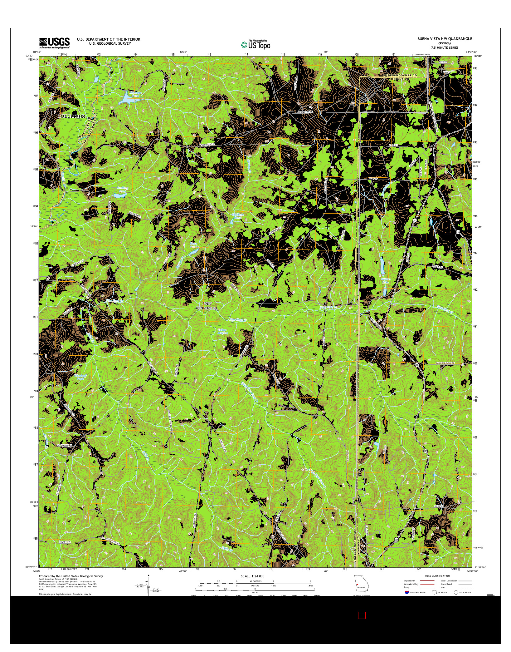 USGS US TOPO 7.5-MINUTE MAP FOR BUENA VISTA NW, GA 2017