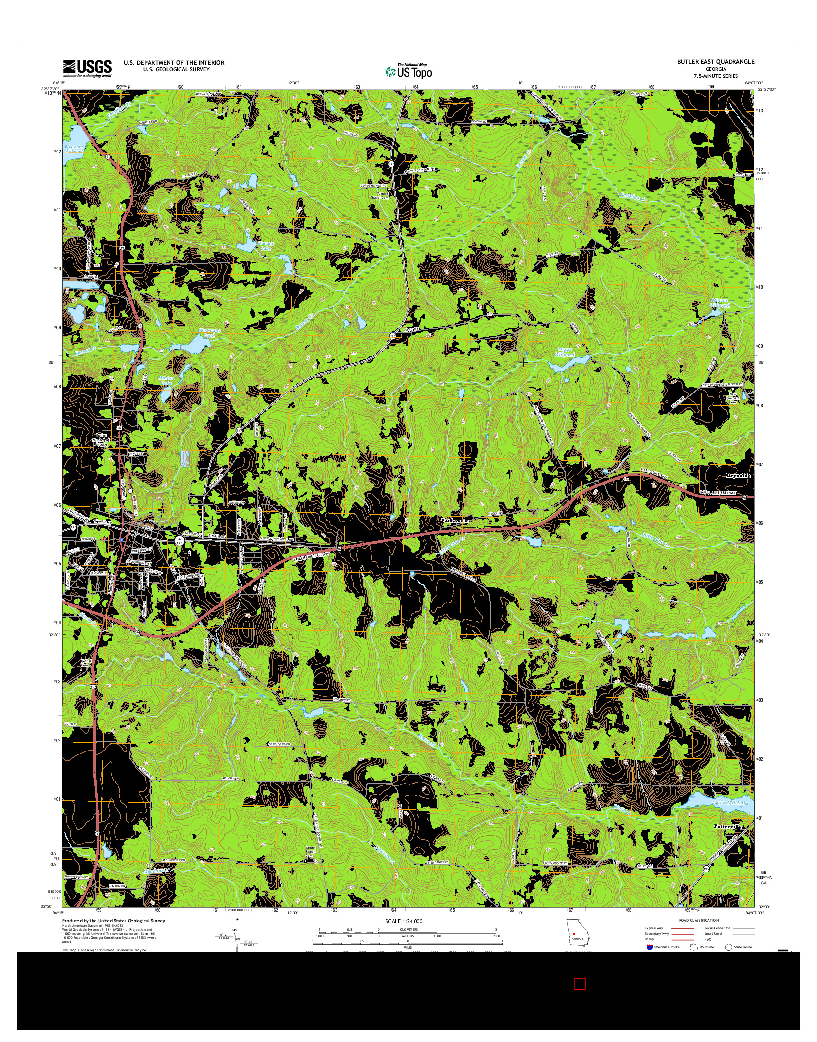 USGS US TOPO 7.5-MINUTE MAP FOR BUTLER EAST, GA 2017