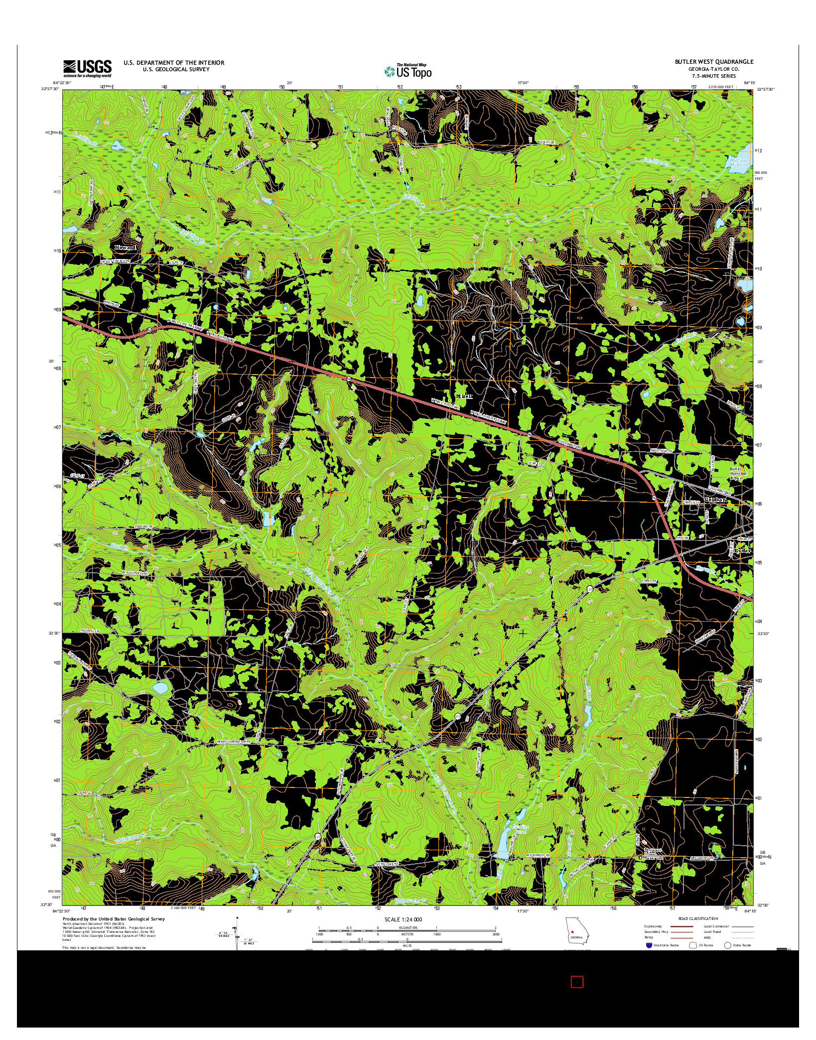 USGS US TOPO 7.5-MINUTE MAP FOR BUTLER WEST, GA 2017