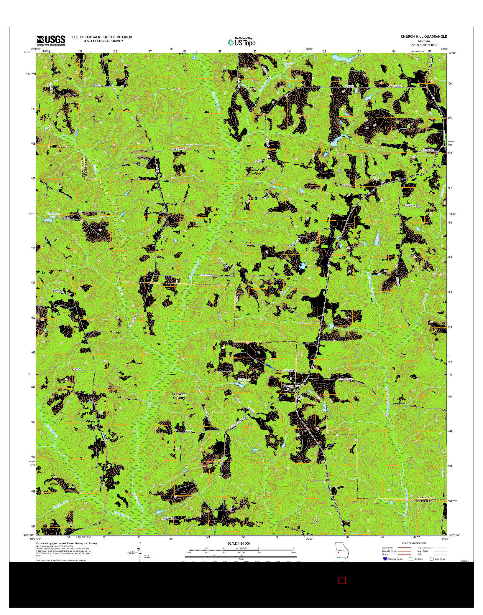 USGS US TOPO 7.5-MINUTE MAP FOR CHURCH HILL, GA 2017