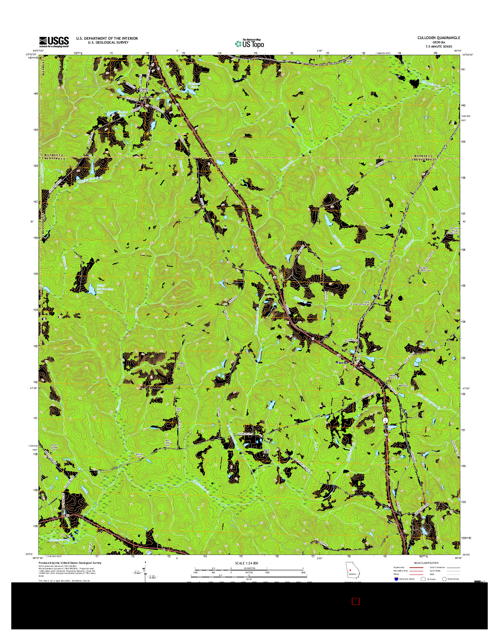 USGS US TOPO 7.5-MINUTE MAP FOR CULLODEN, GA 2017