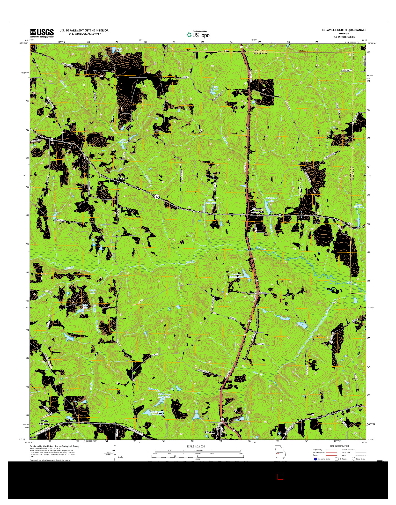 USGS US TOPO 7.5-MINUTE MAP FOR ELLAVILLE NORTH, GA 2017