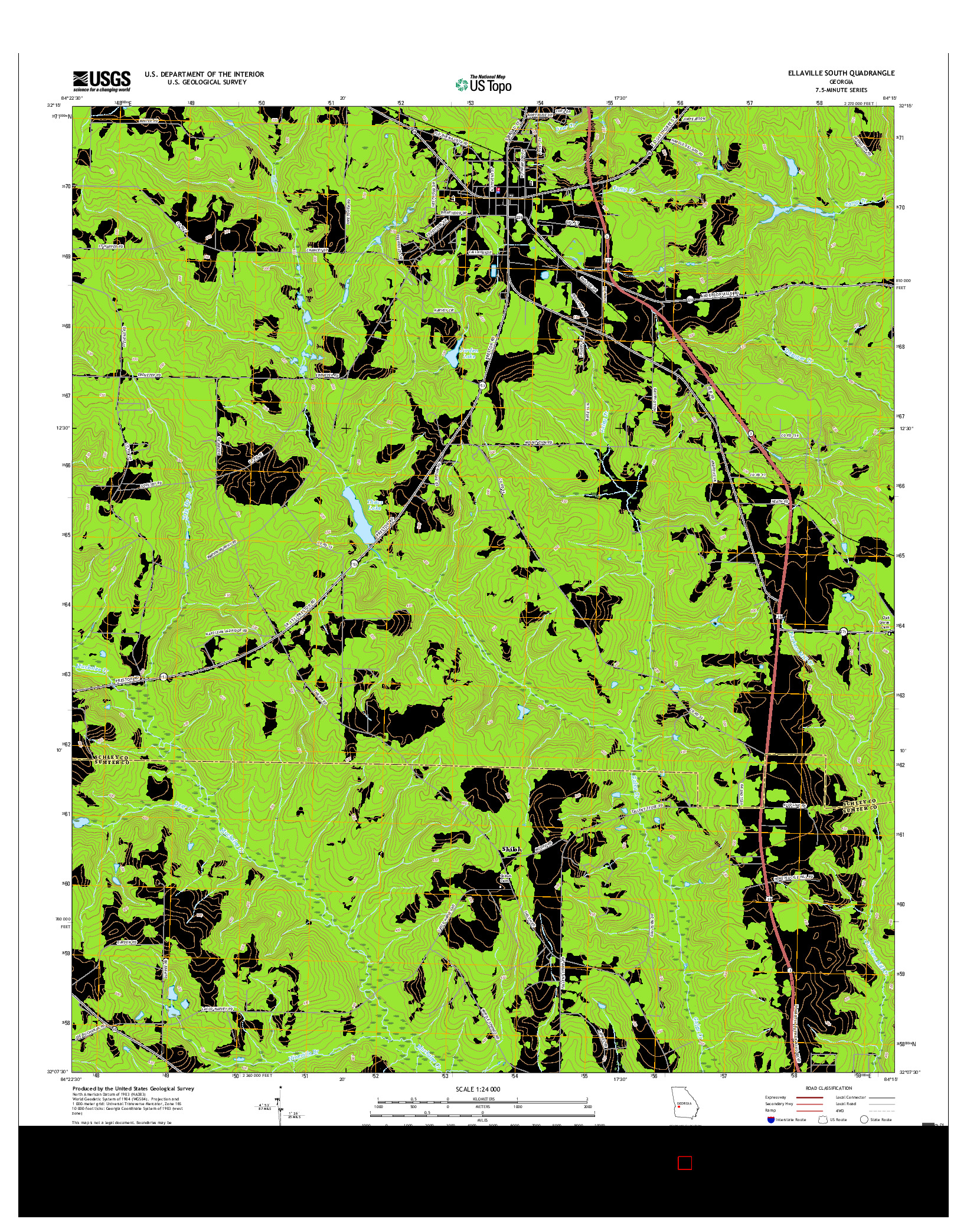 USGS US TOPO 7.5-MINUTE MAP FOR ELLAVILLE SOUTH, GA 2017