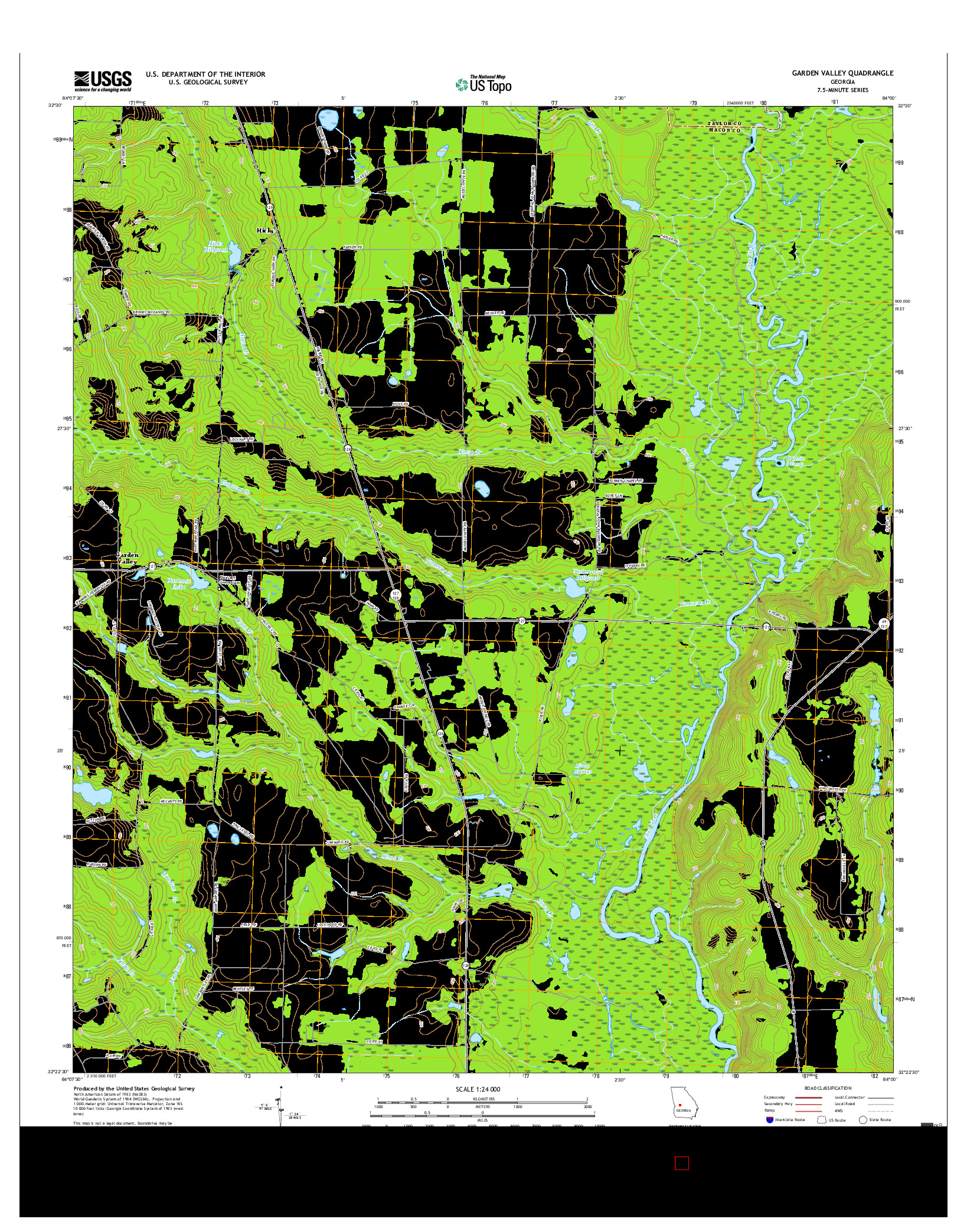 USGS US TOPO 7.5-MINUTE MAP FOR GARDEN VALLEY, GA 2017