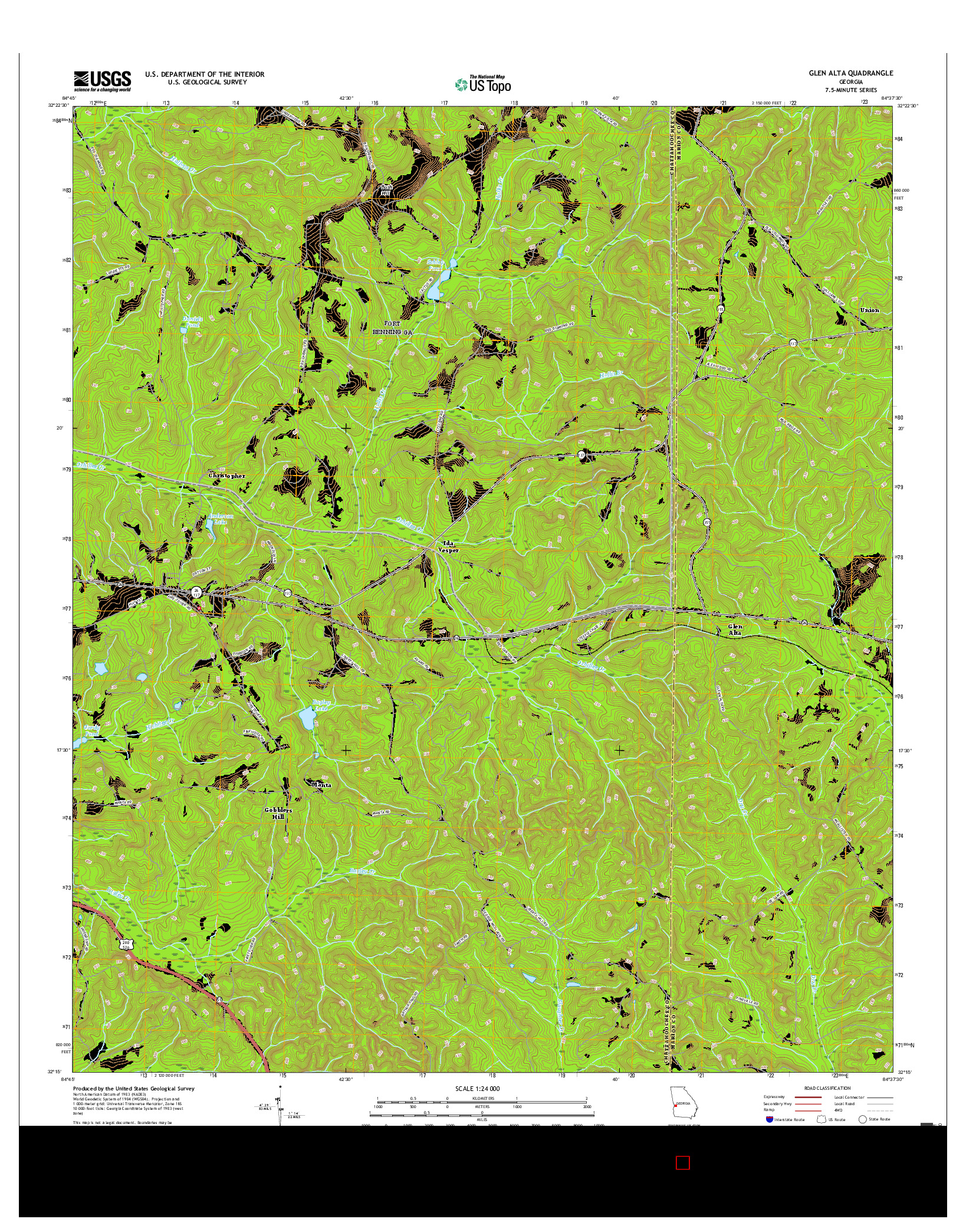 USGS US TOPO 7.5-MINUTE MAP FOR GLEN ALTA, GA 2017