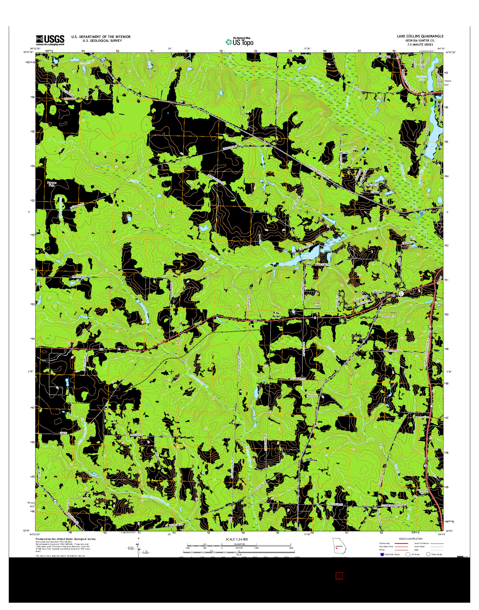 USGS US TOPO 7.5-MINUTE MAP FOR LAKE COLLINS, GA 2017