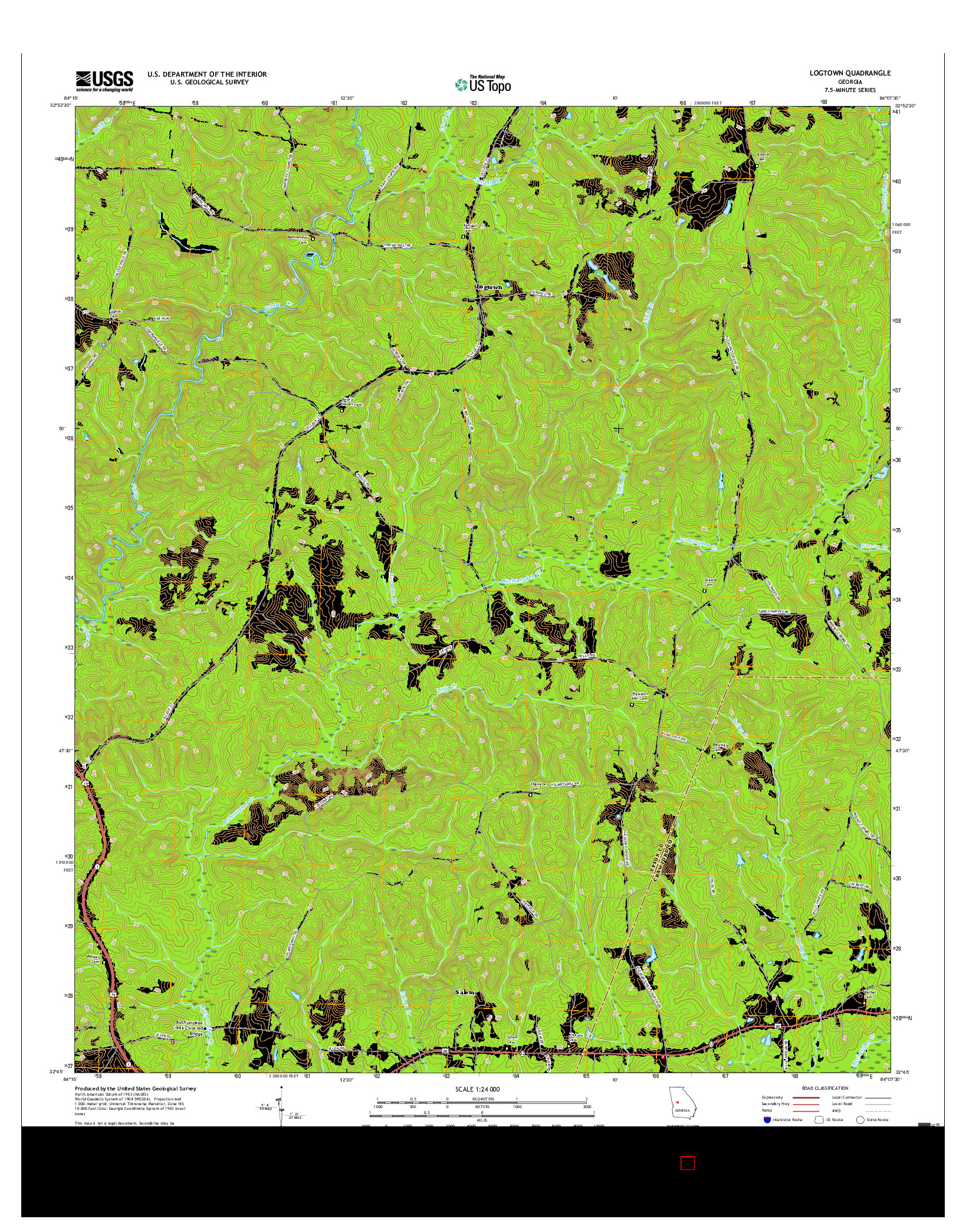 USGS US TOPO 7.5-MINUTE MAP FOR LOGTOWN, GA 2017