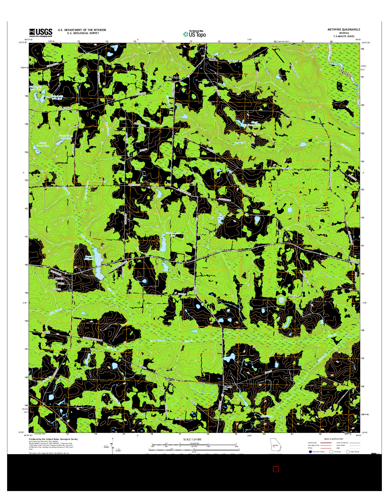 USGS US TOPO 7.5-MINUTE MAP FOR METHVINS, GA 2017