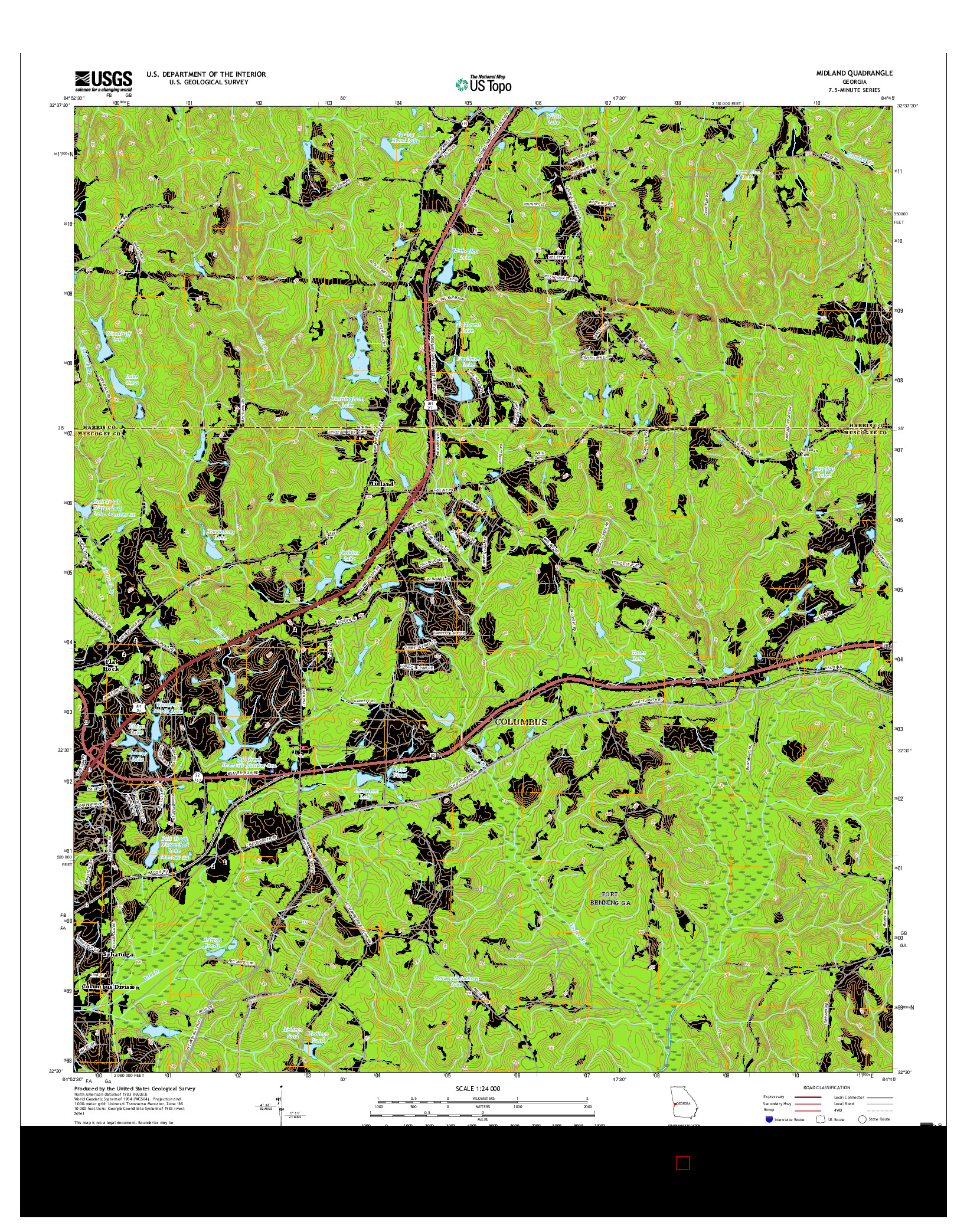 USGS US TOPO 7.5-MINUTE MAP FOR MIDLAND, GA 2017