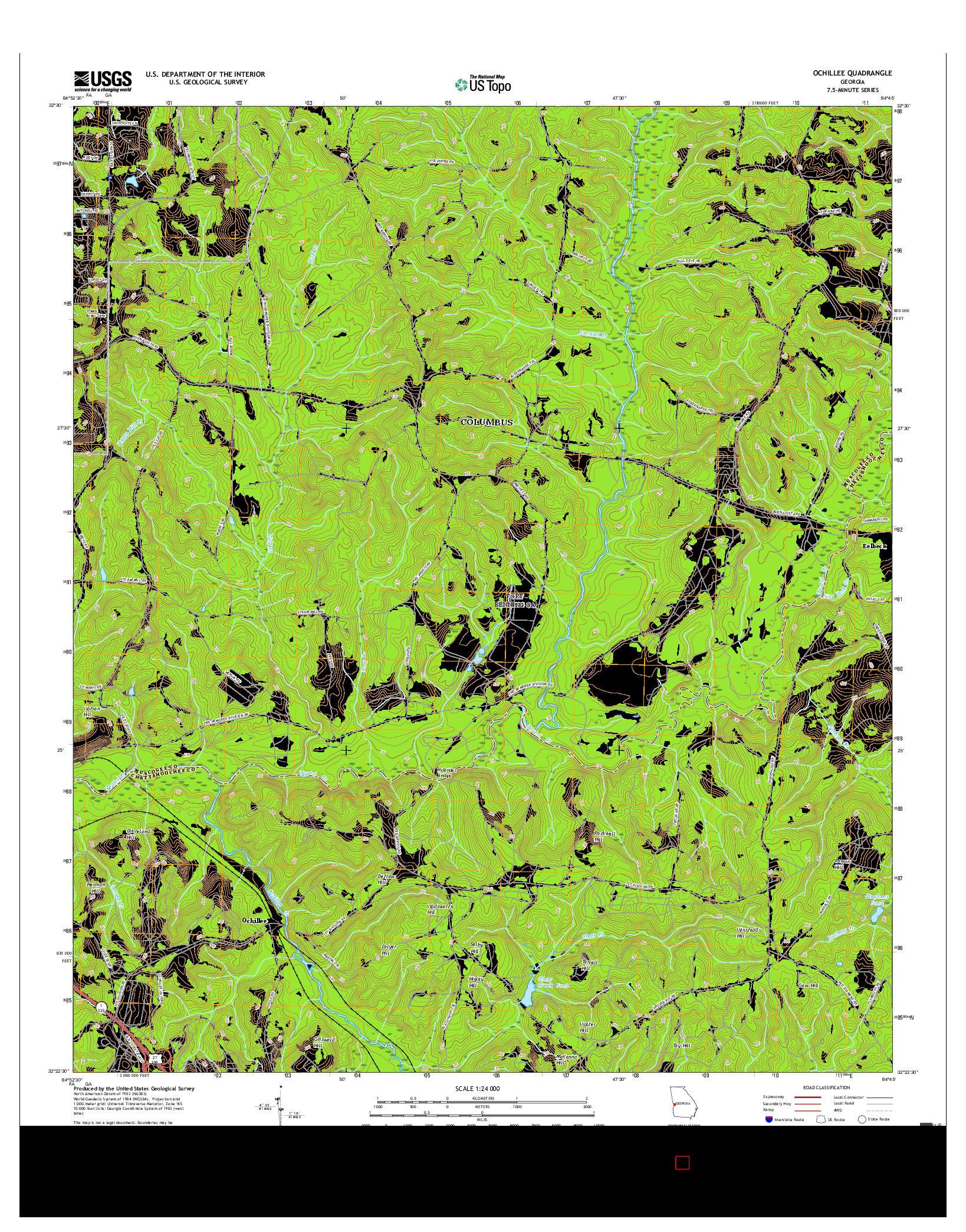 USGS US TOPO 7.5-MINUTE MAP FOR OCHILLEE, GA 2017