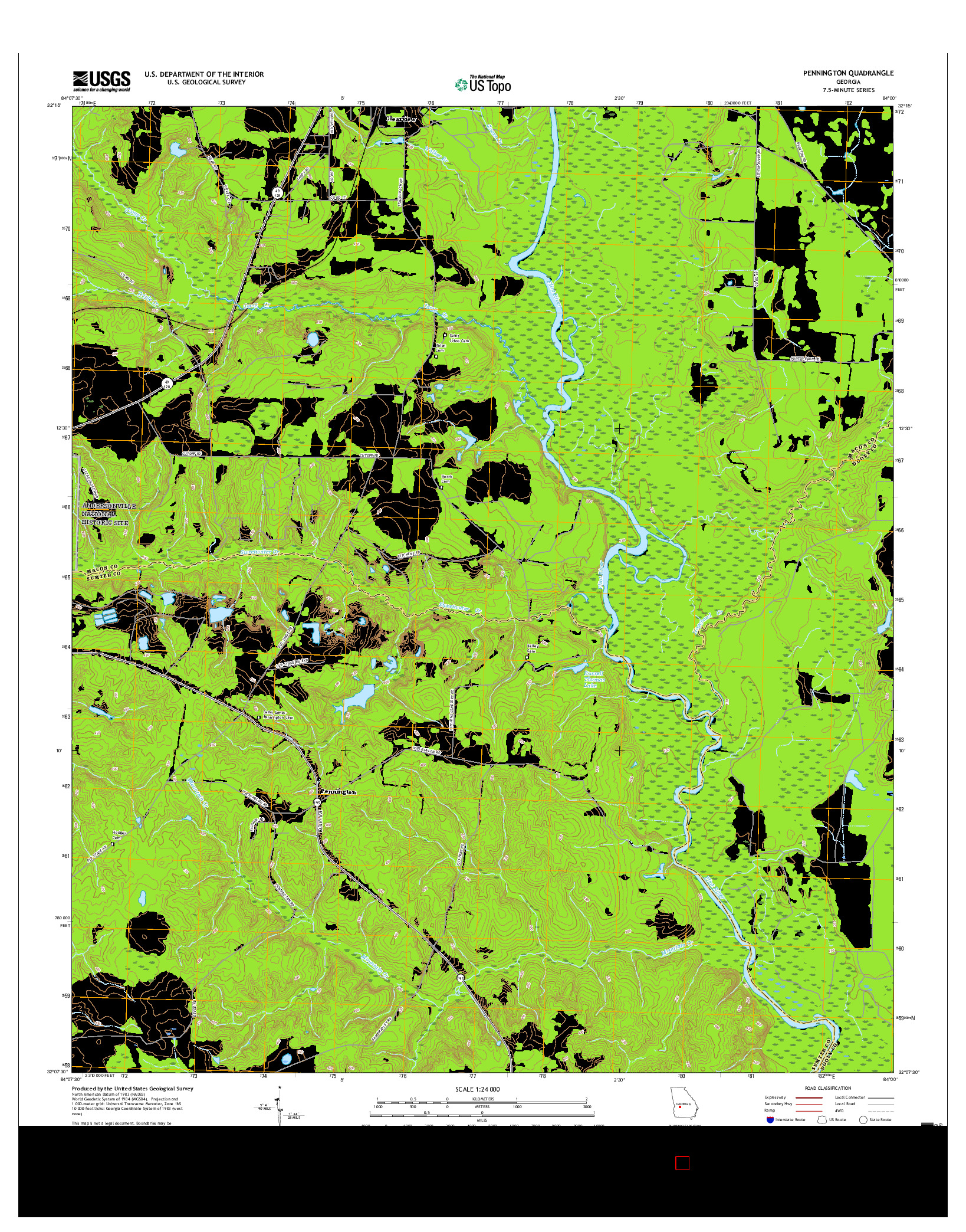 USGS US TOPO 7.5-MINUTE MAP FOR PENNINGTON, GA 2017