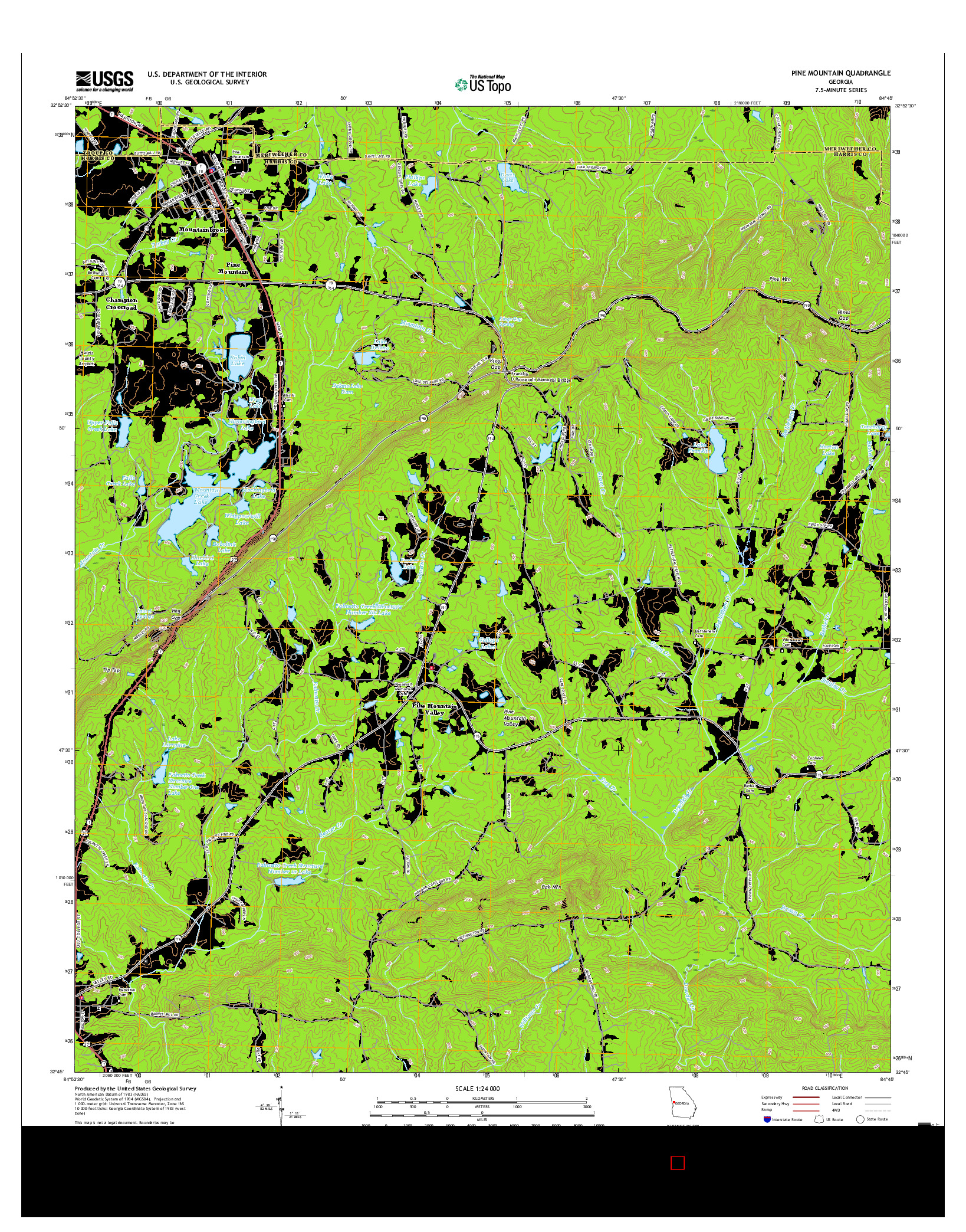 USGS US TOPO 7.5-MINUTE MAP FOR PINE MOUNTAIN, GA 2017