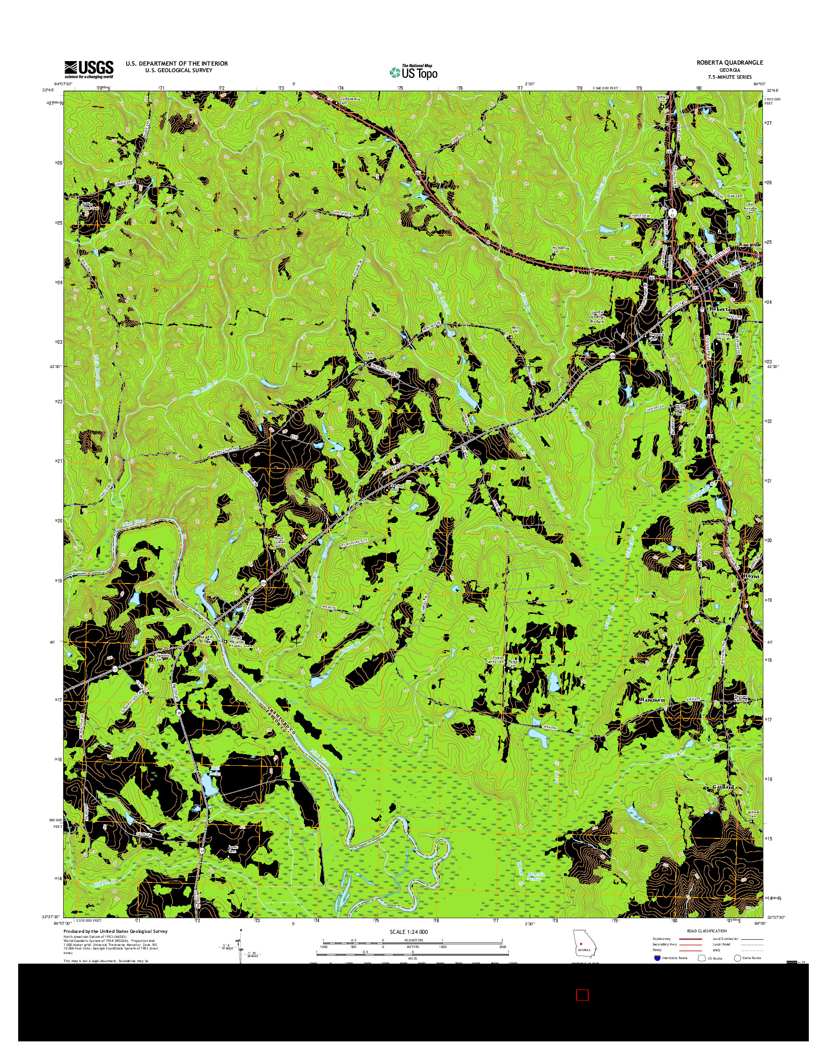 USGS US TOPO 7.5-MINUTE MAP FOR ROBERTA, GA 2017