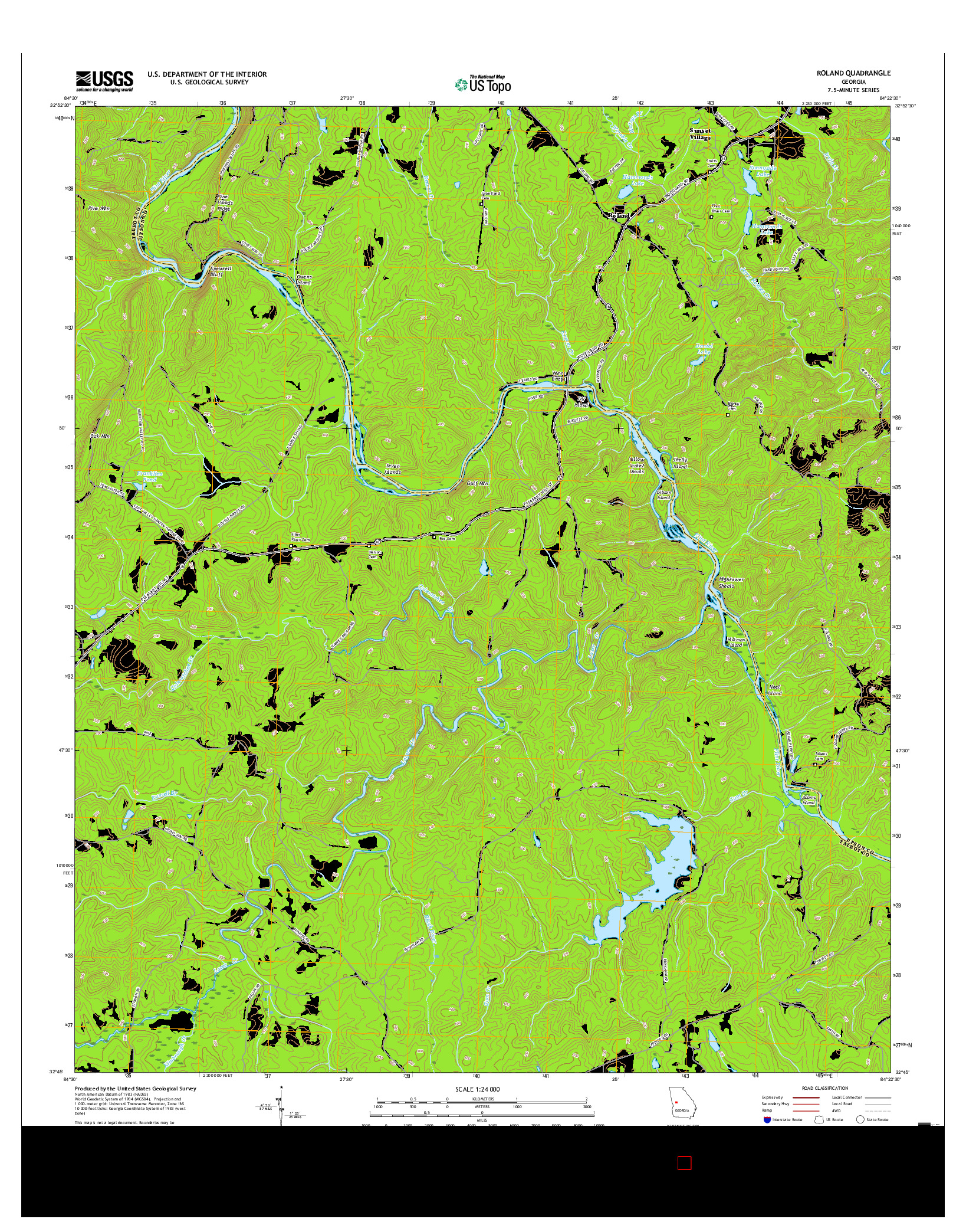 USGS US TOPO 7.5-MINUTE MAP FOR ROLAND, GA 2017