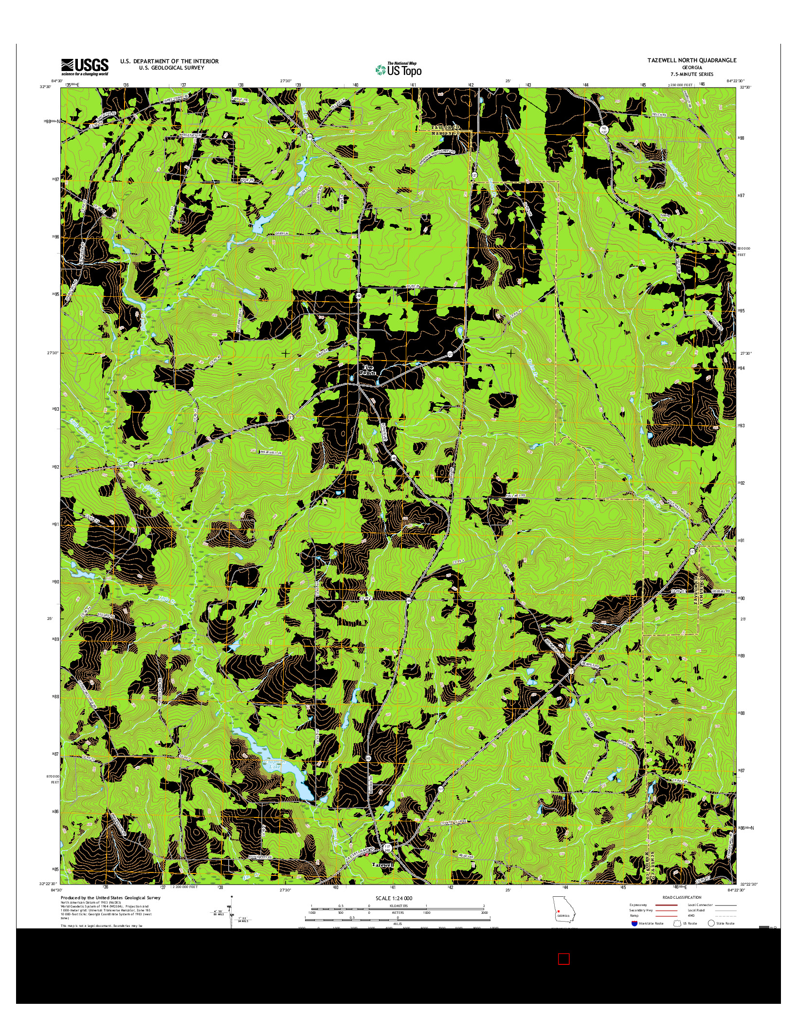 USGS US TOPO 7.5-MINUTE MAP FOR TAZEWELL NORTH, GA 2017