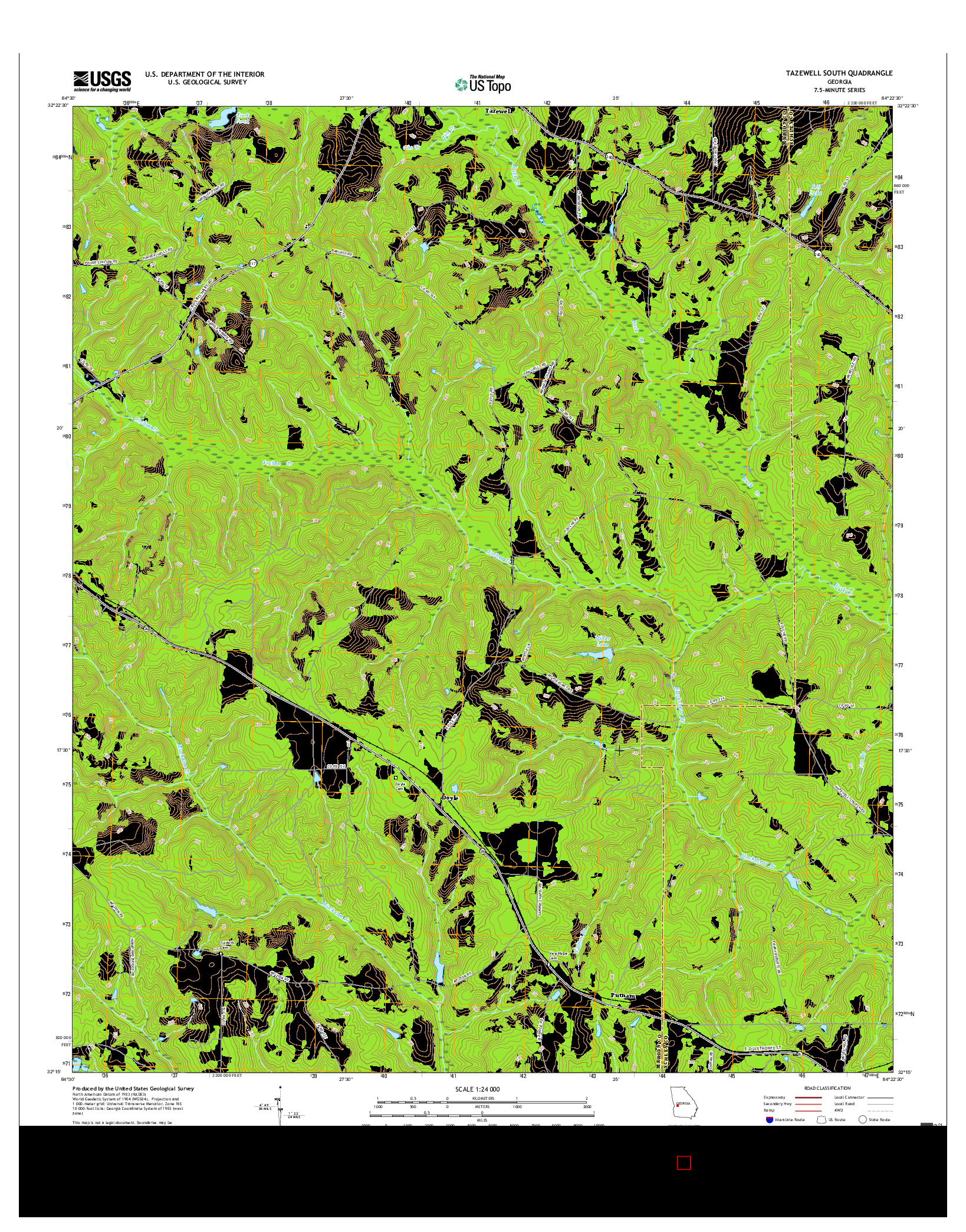 USGS US TOPO 7.5-MINUTE MAP FOR TAZEWELL SOUTH, GA 2017