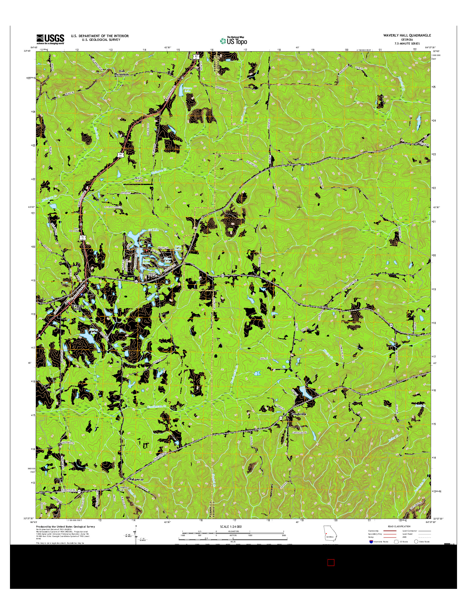 USGS US TOPO 7.5-MINUTE MAP FOR WAVERLY HALL, GA 2017