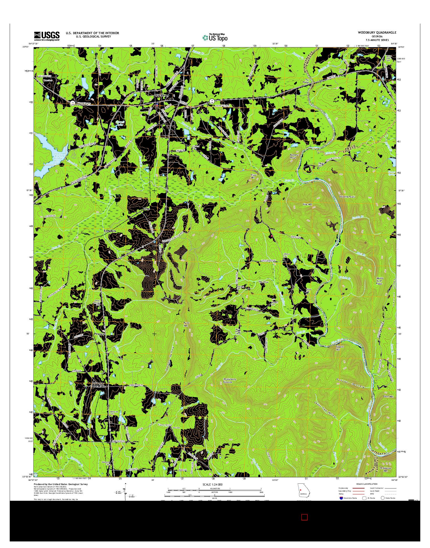 USGS US TOPO 7.5-MINUTE MAP FOR WOODBURY, GA 2017