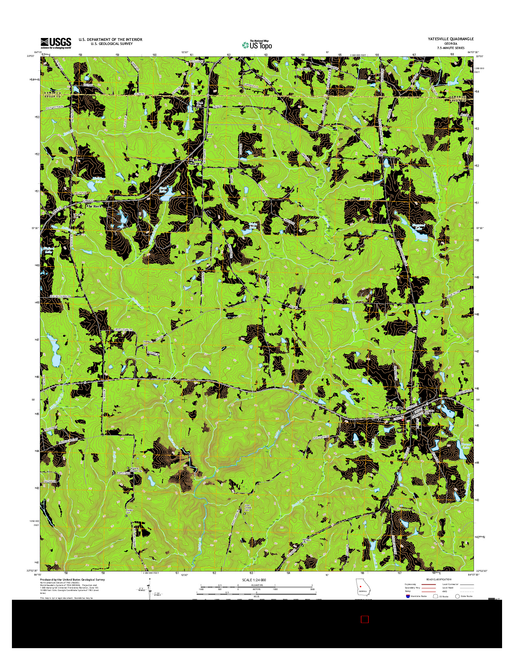 USGS US TOPO 7.5-MINUTE MAP FOR YATESVILLE, GA 2017