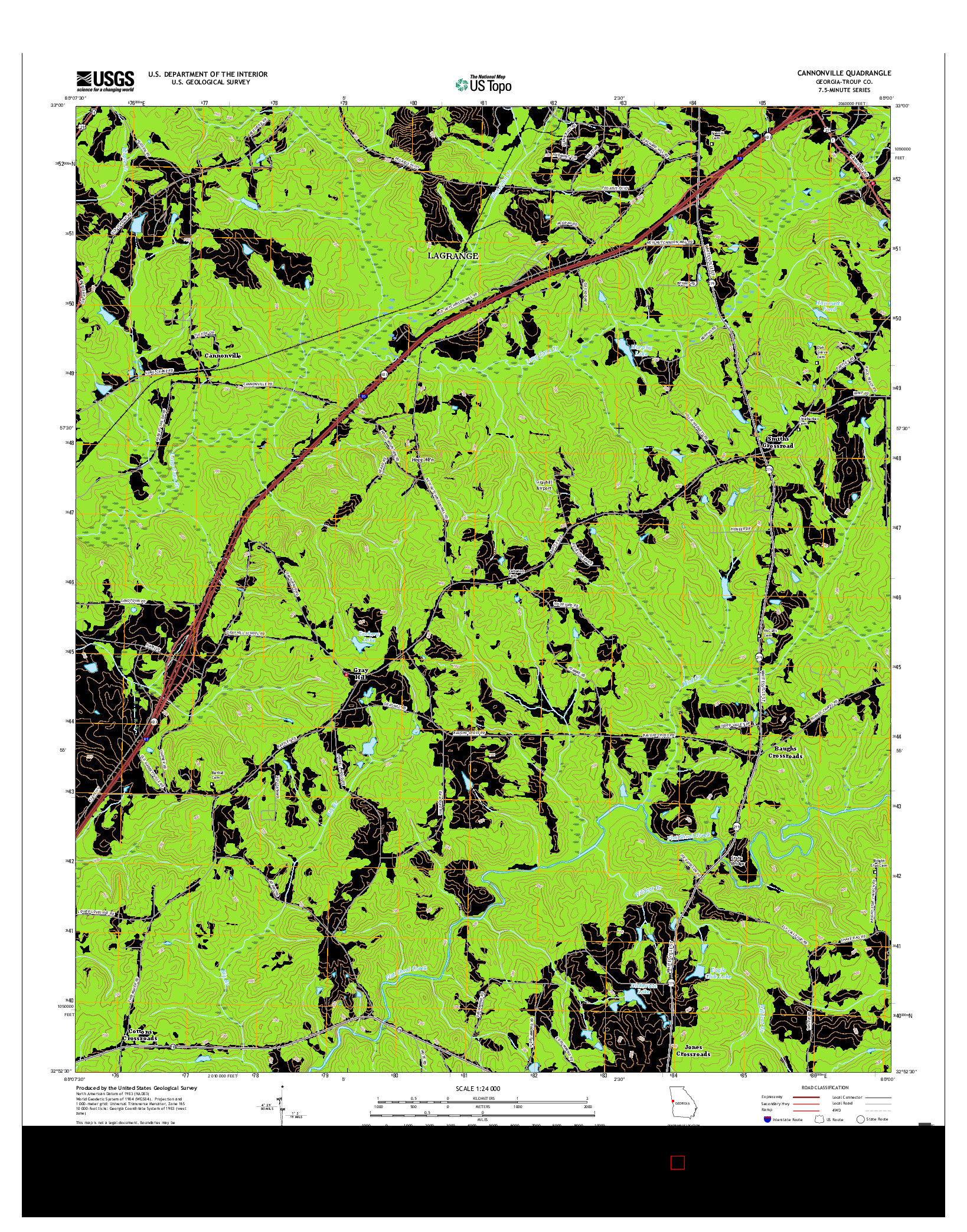 USGS US TOPO 7.5-MINUTE MAP FOR CANNONVILLE, GA 2017