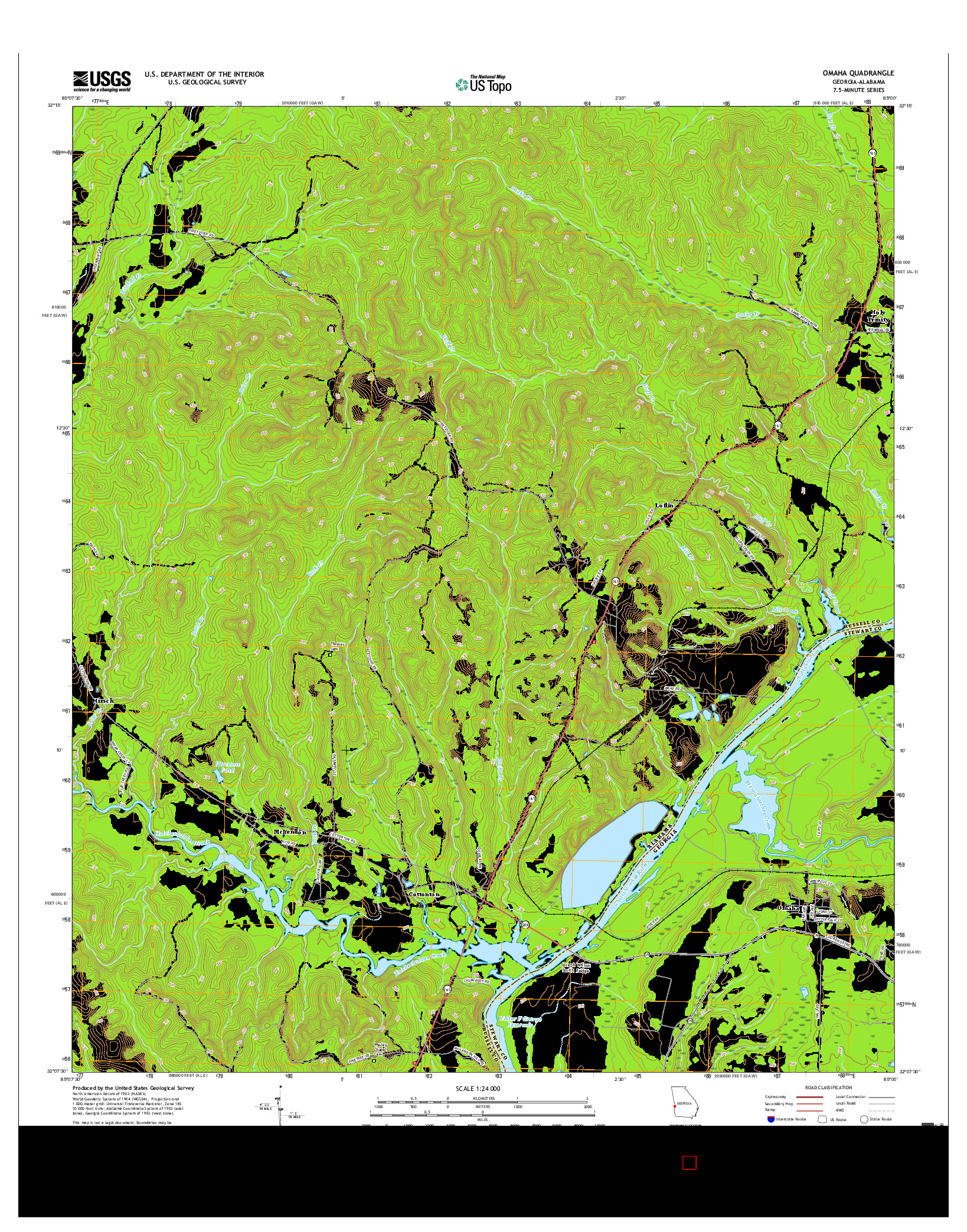 USGS US TOPO 7.5-MINUTE MAP FOR OMAHA, GA-AL 2017