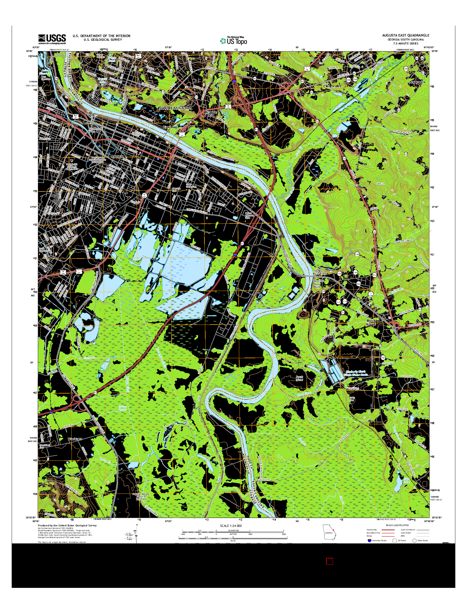 USGS US TOPO 7.5-MINUTE MAP FOR AUGUSTA EAST, GA-SC 2017