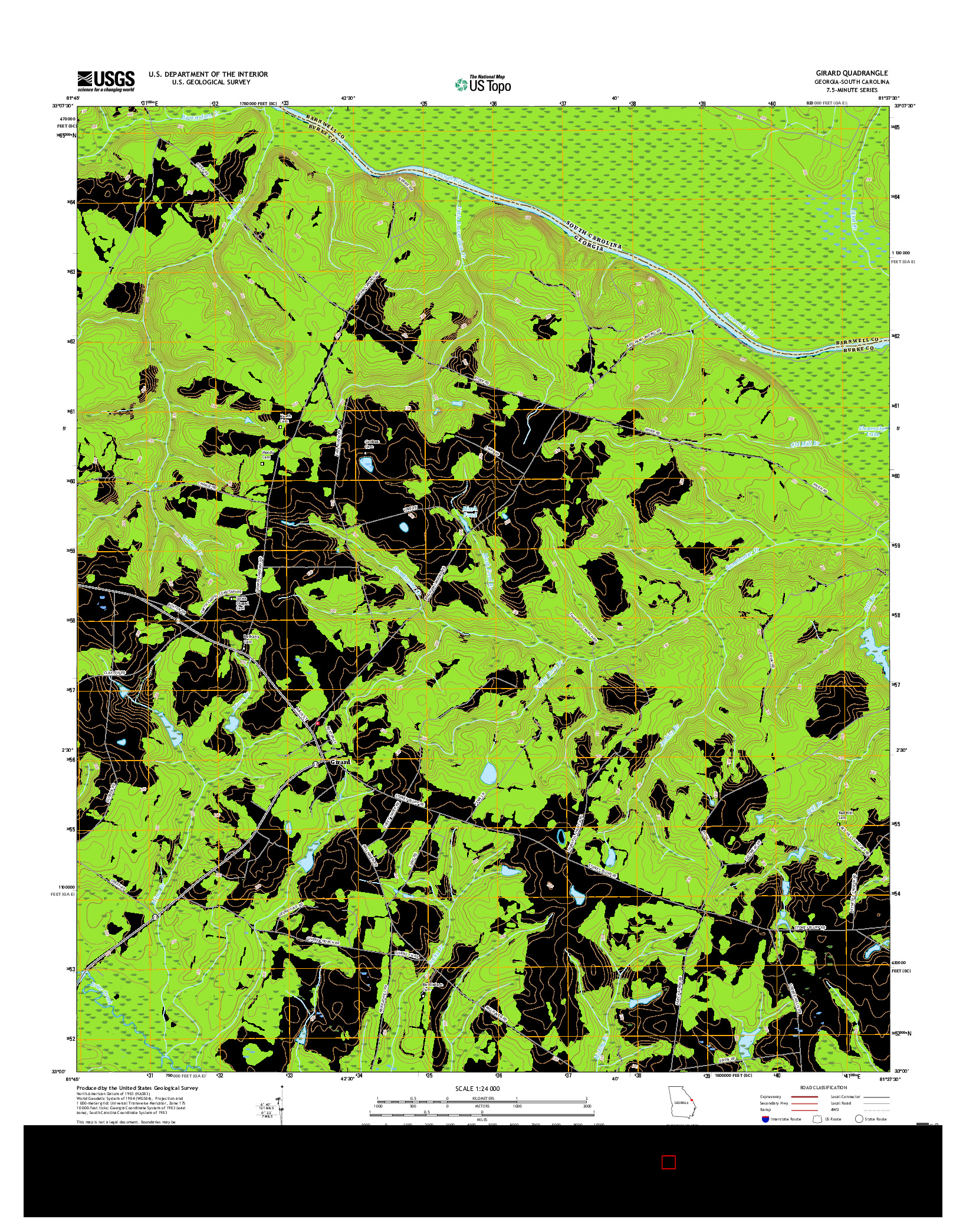 USGS US TOPO 7.5-MINUTE MAP FOR GIRARD, GA-SC 2017