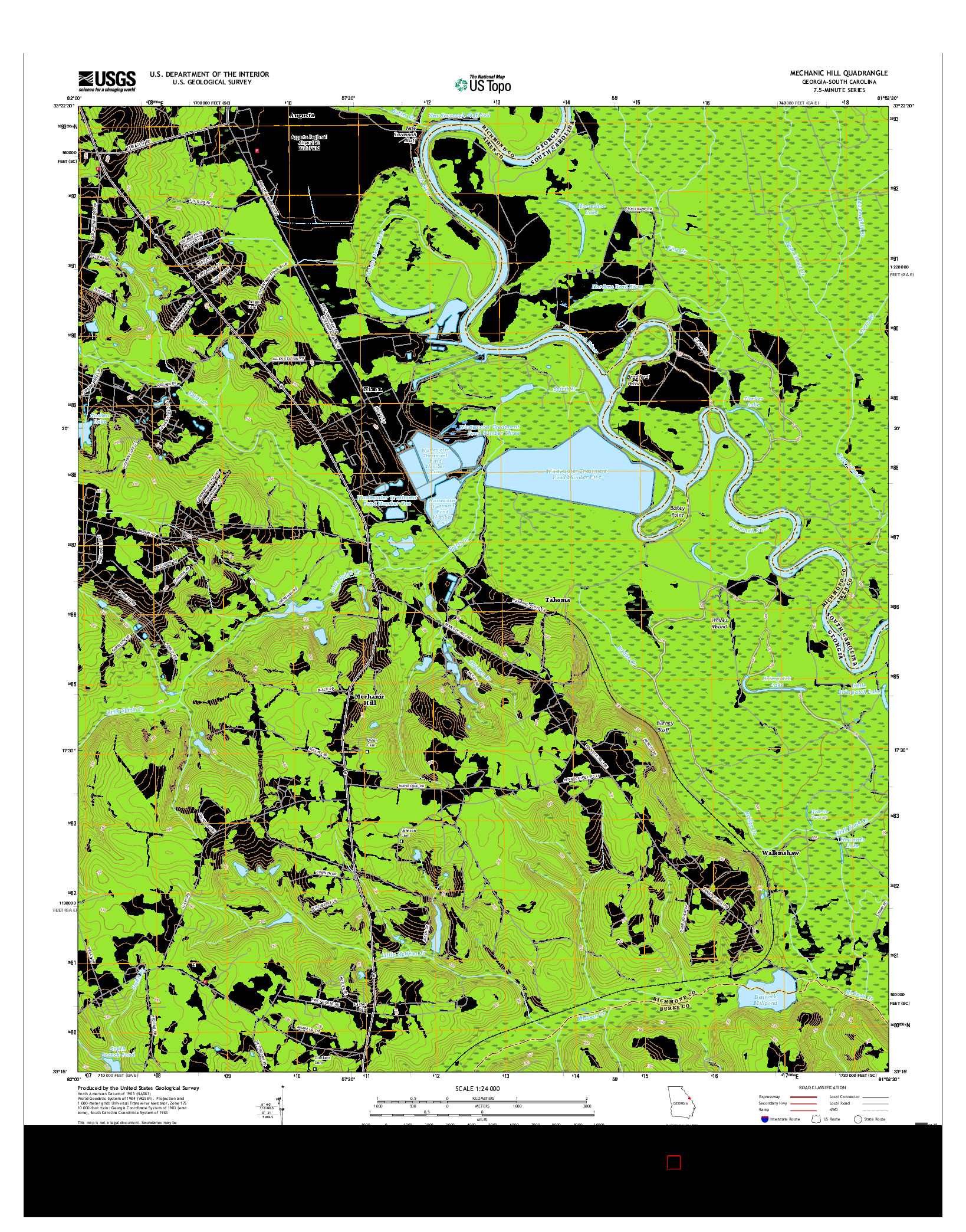 USGS US TOPO 7.5-MINUTE MAP FOR MECHANIC HILL, GA-SC 2017