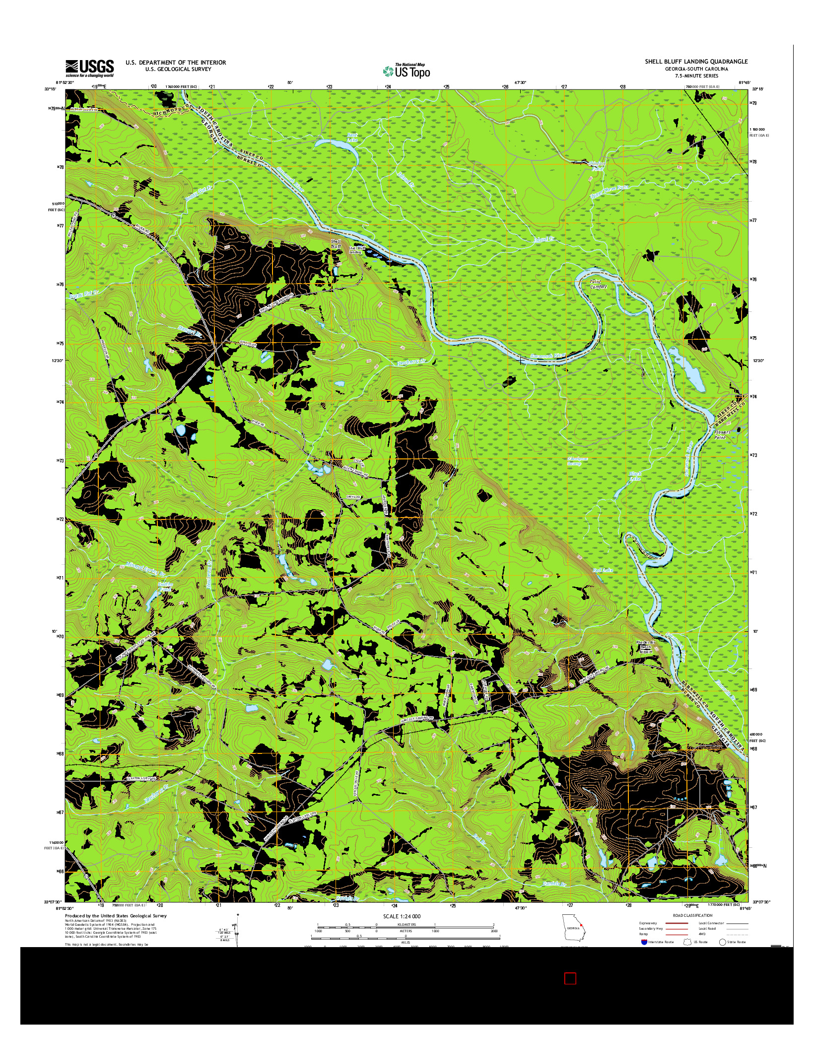 USGS US TOPO 7.5-MINUTE MAP FOR SHELL BLUFF LANDING, GA-SC 2017