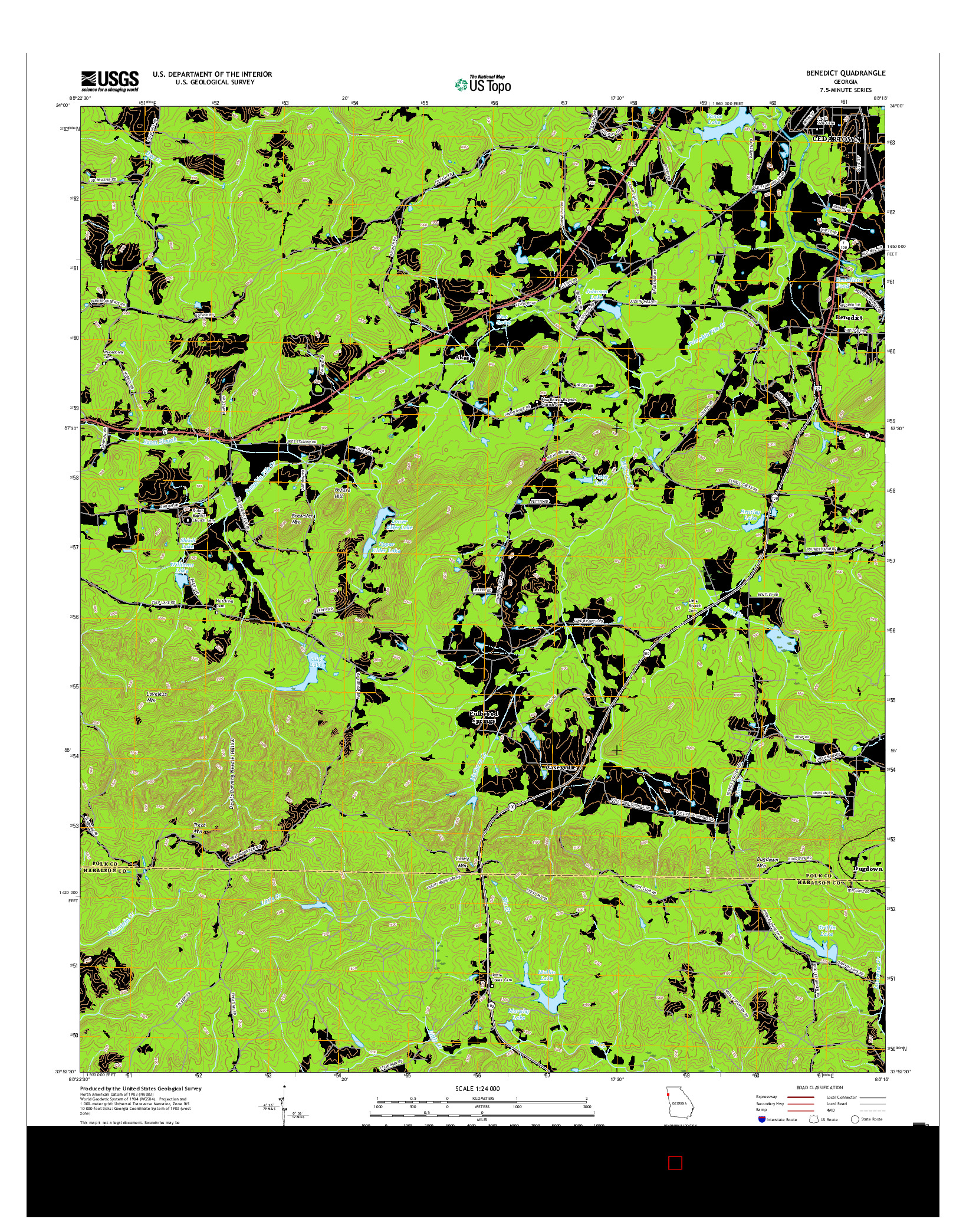 USGS US TOPO 7.5-MINUTE MAP FOR BENEDICT, GA 2017