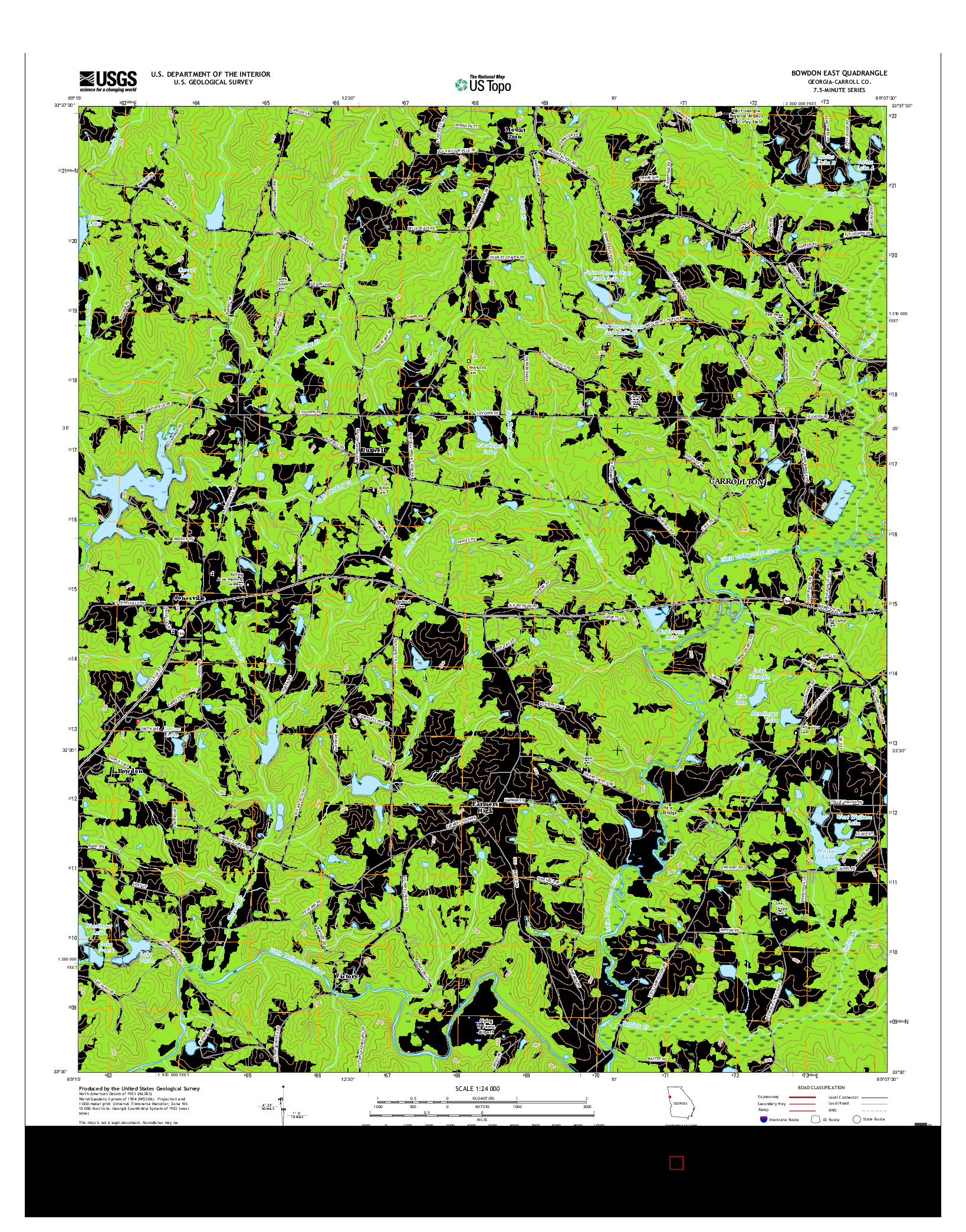 USGS US TOPO 7.5-MINUTE MAP FOR BOWDON EAST, GA 2017