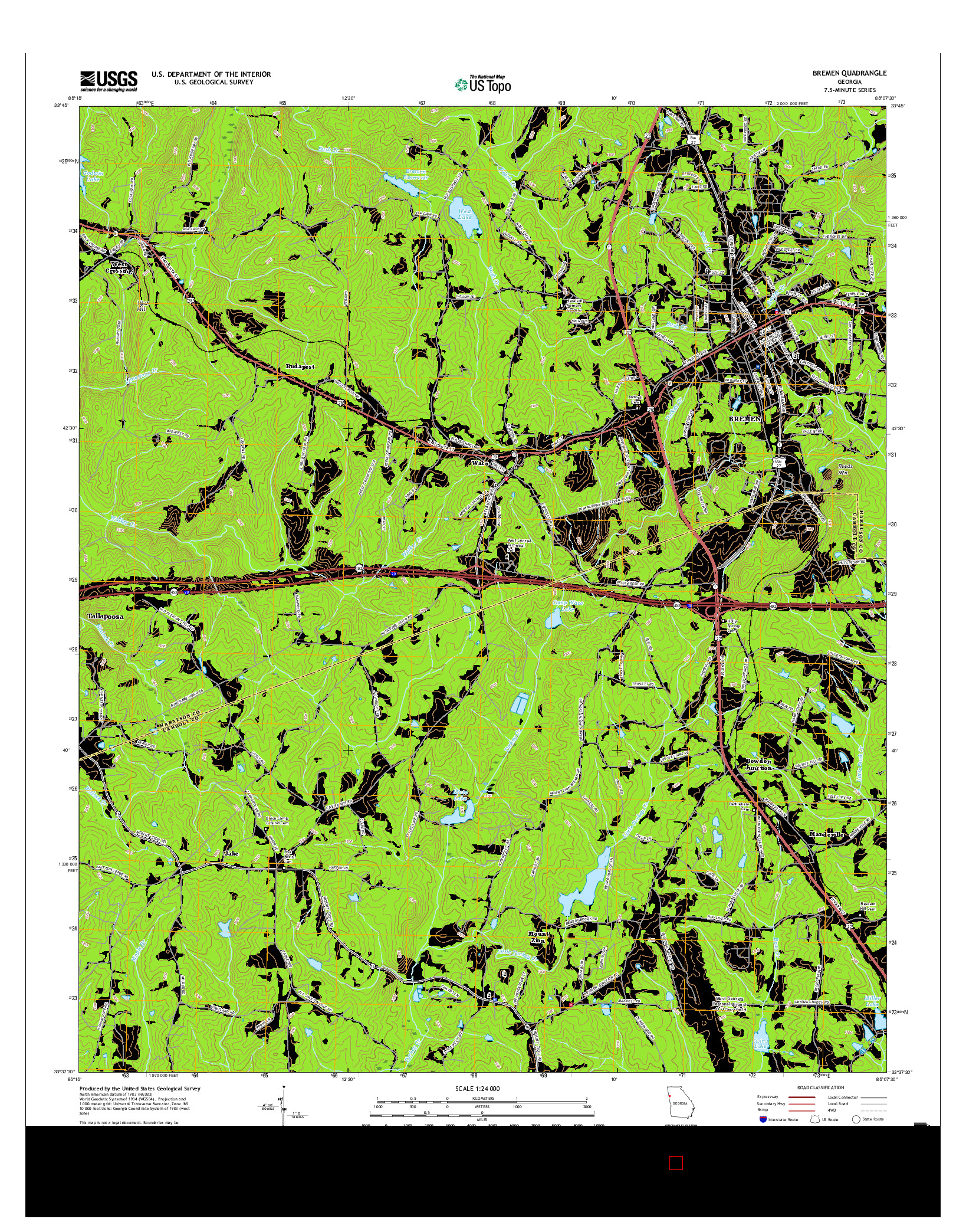 USGS US TOPO 7.5-MINUTE MAP FOR BREMEN, GA 2017