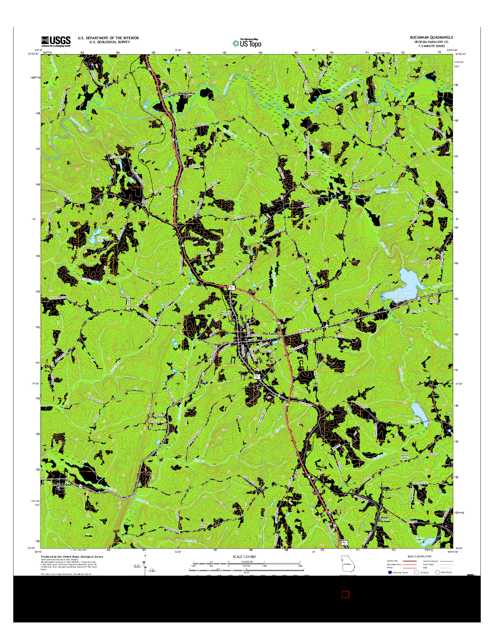 USGS US TOPO 7.5-MINUTE MAP FOR BUCHANAN, GA 2017