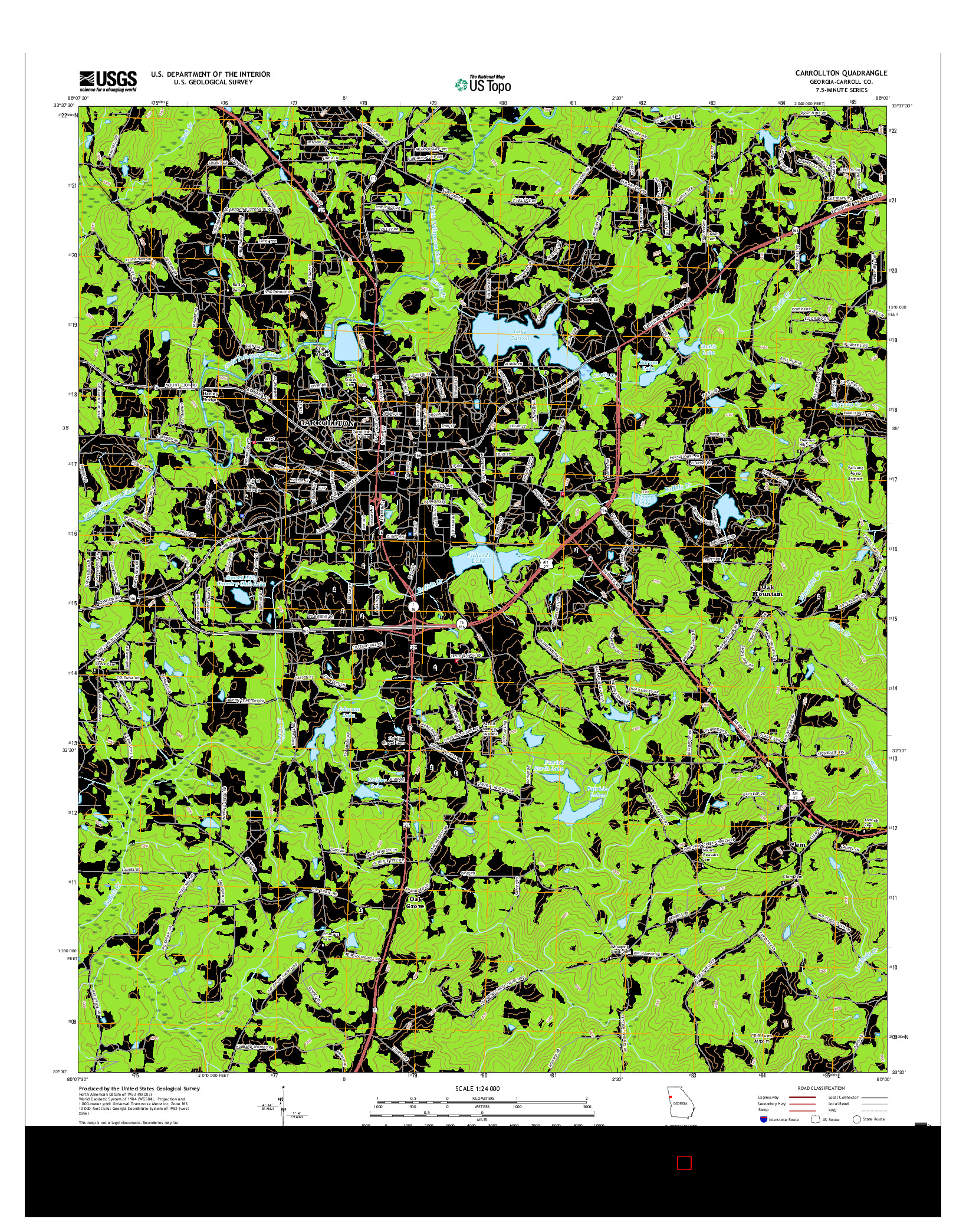 USGS US TOPO 7.5-MINUTE MAP FOR CARROLLTON, GA 2017