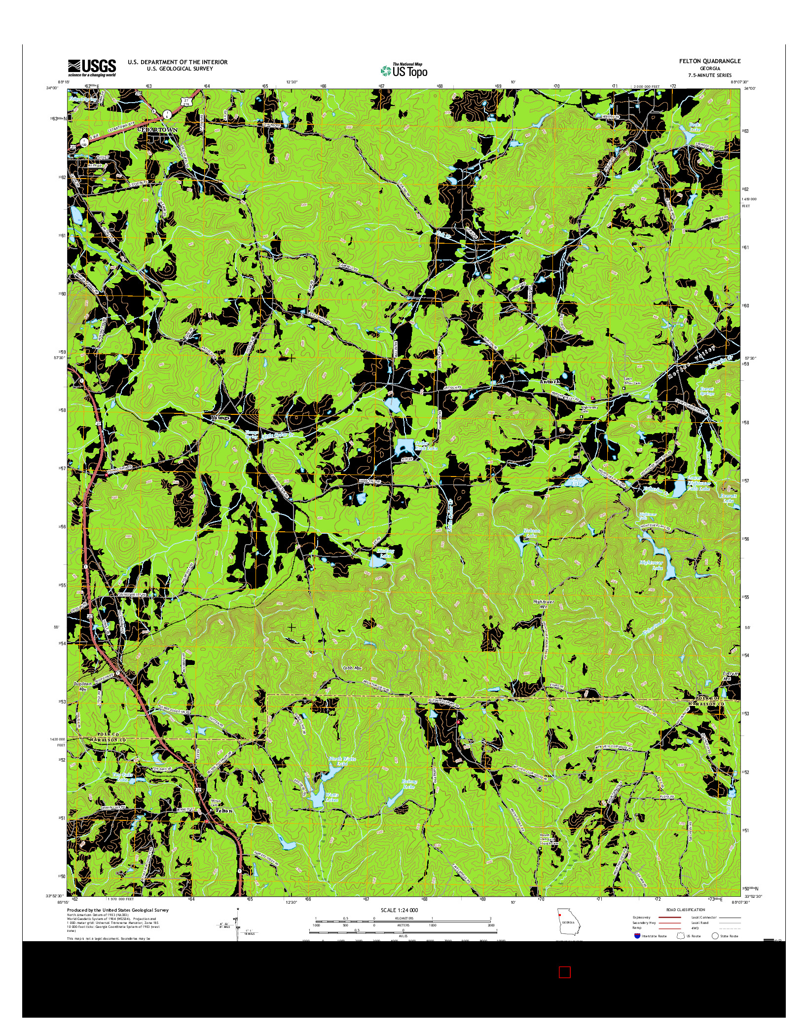 USGS US TOPO 7.5-MINUTE MAP FOR FELTON, GA 2017