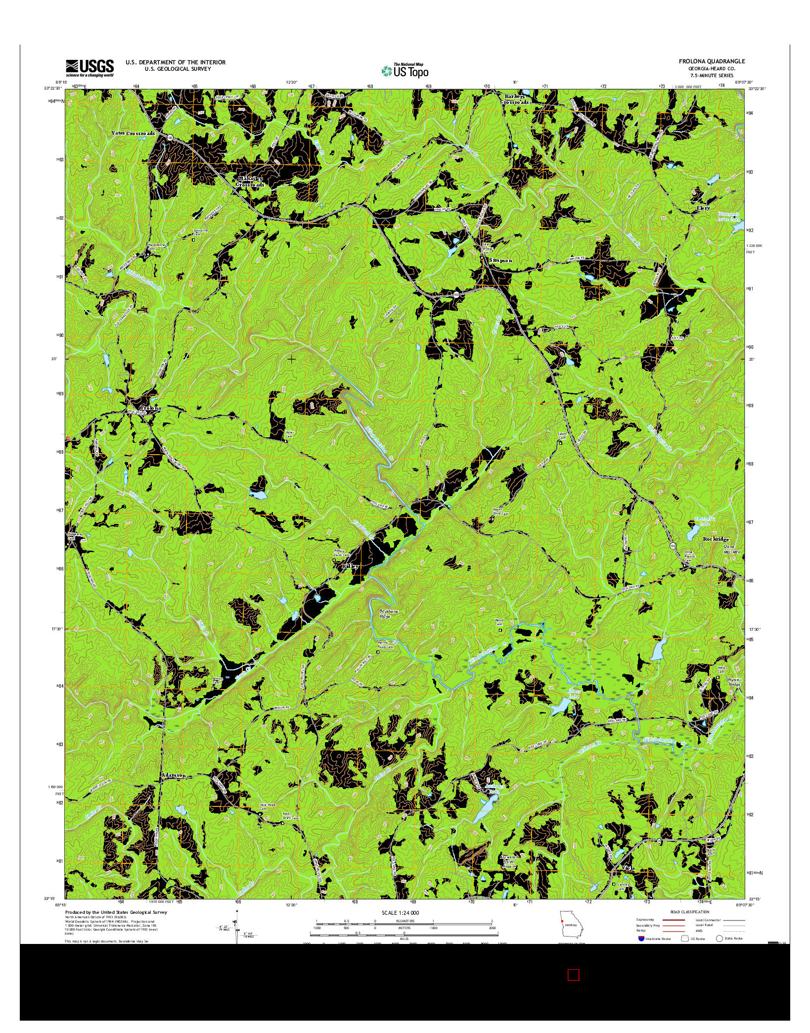 USGS US TOPO 7.5-MINUTE MAP FOR FROLONA, GA 2017