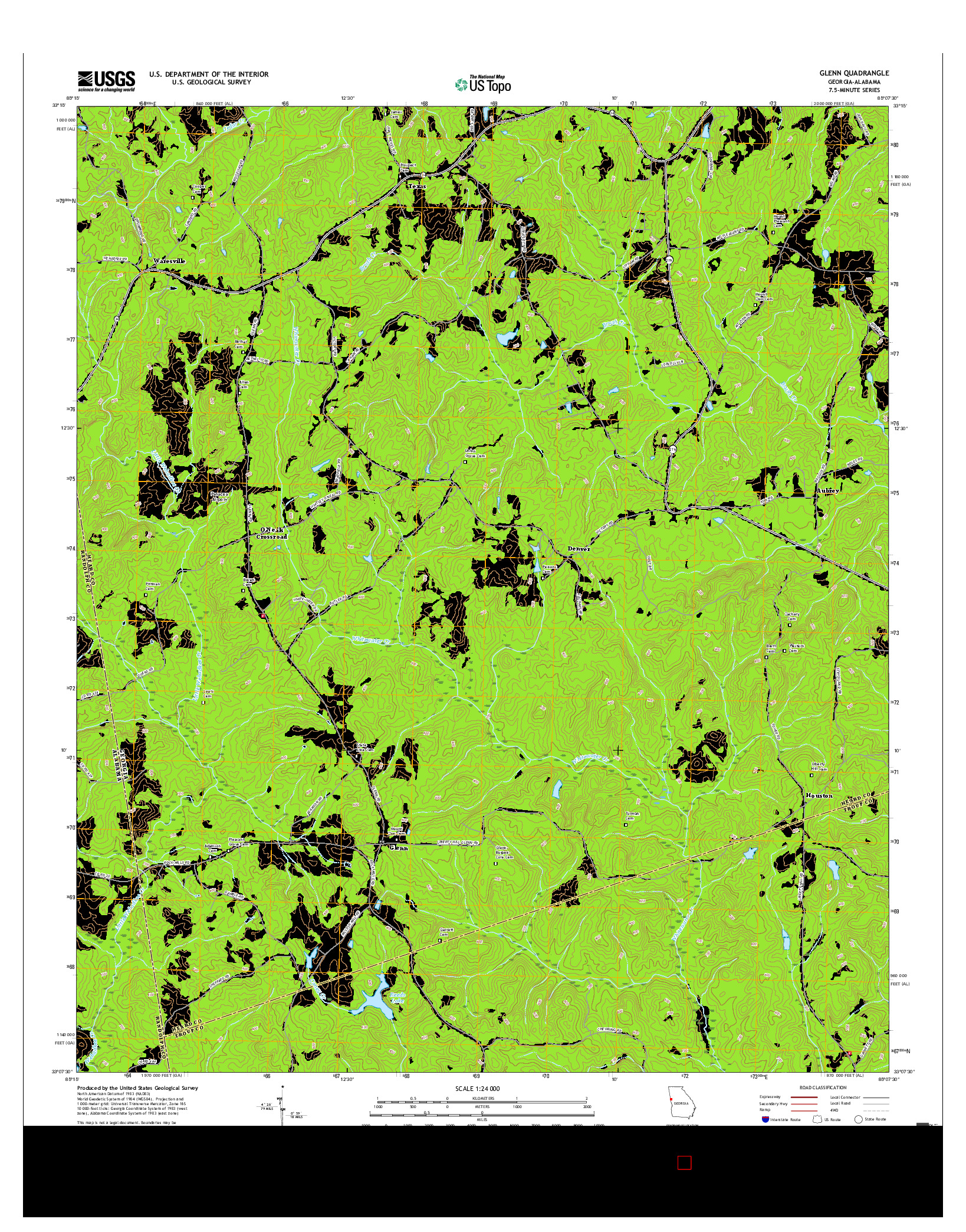 USGS US TOPO 7.5-MINUTE MAP FOR GLENN, GA-AL 2017