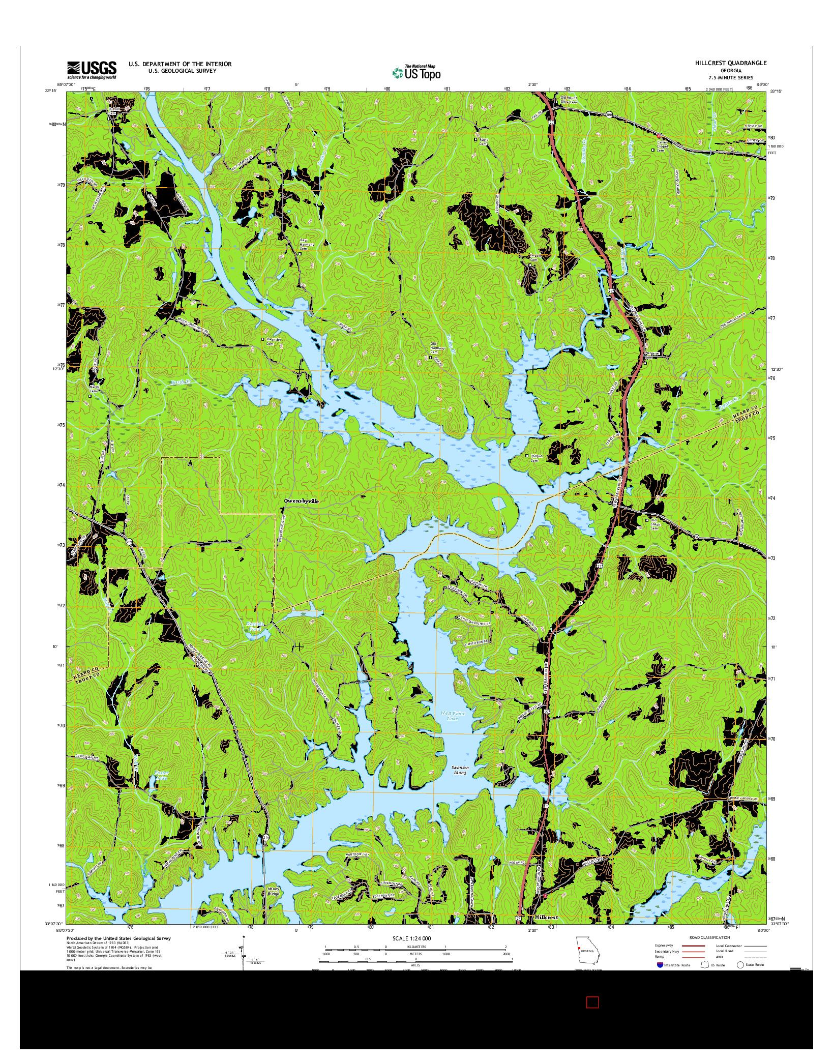 USGS US TOPO 7.5-MINUTE MAP FOR HILLCREST, GA 2017