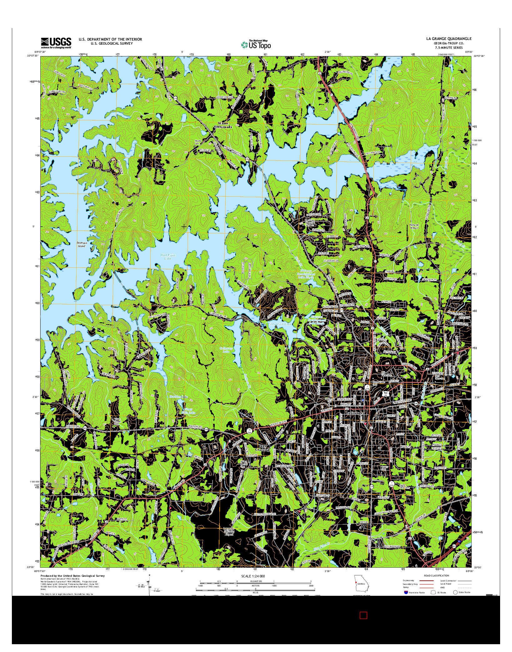 USGS US TOPO 7.5-MINUTE MAP FOR LA GRANGE, GA 2017