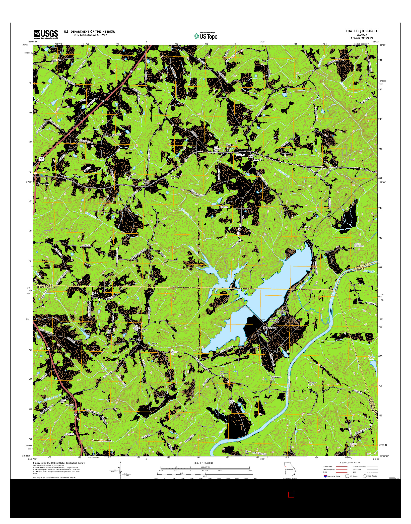 USGS US TOPO 7.5-MINUTE MAP FOR LOWELL, GA 2017