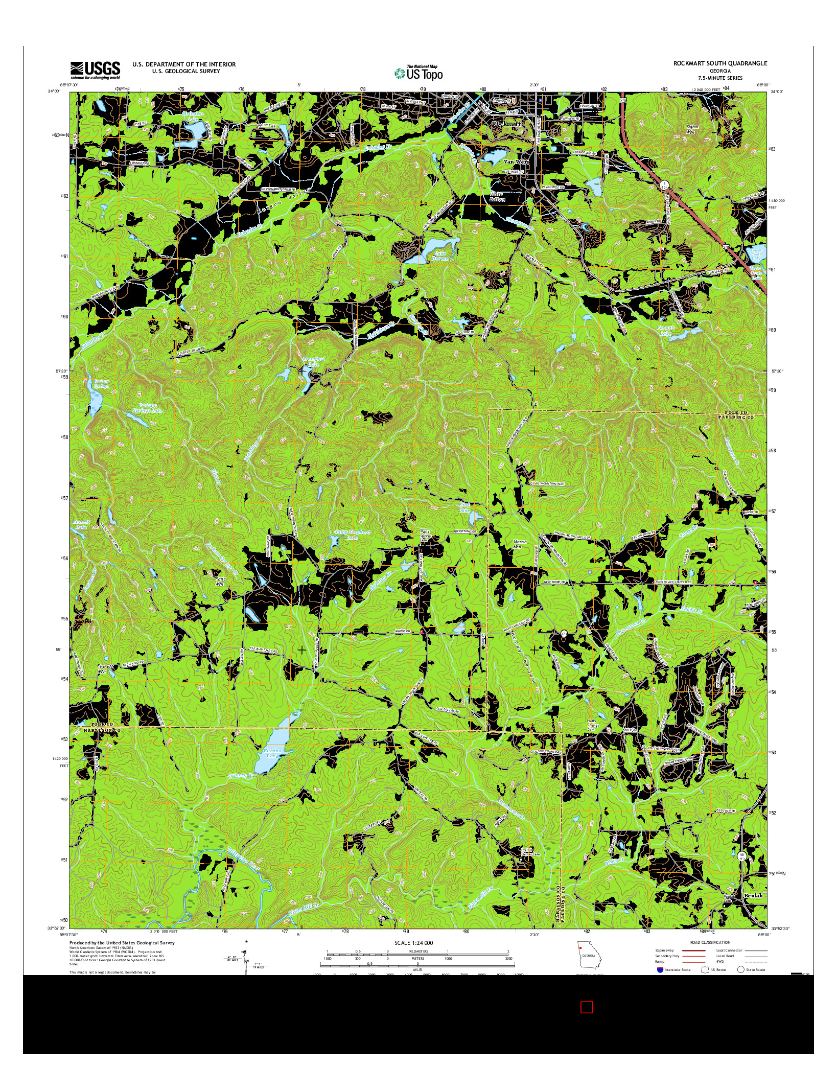 USGS US TOPO 7.5-MINUTE MAP FOR ROCKMART SOUTH, GA 2017