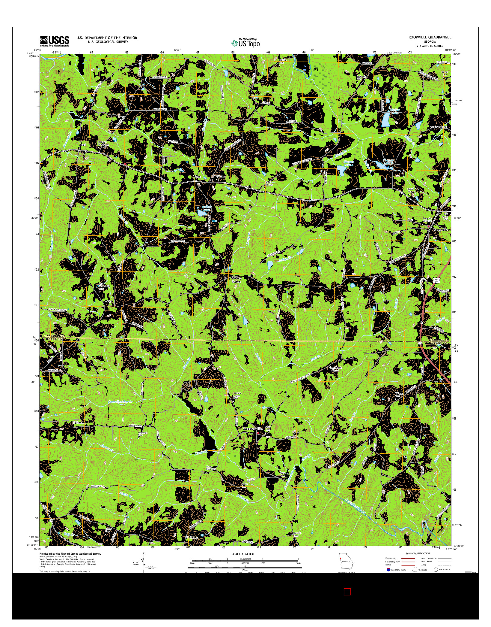 USGS US TOPO 7.5-MINUTE MAP FOR ROOPVILLE, GA 2017