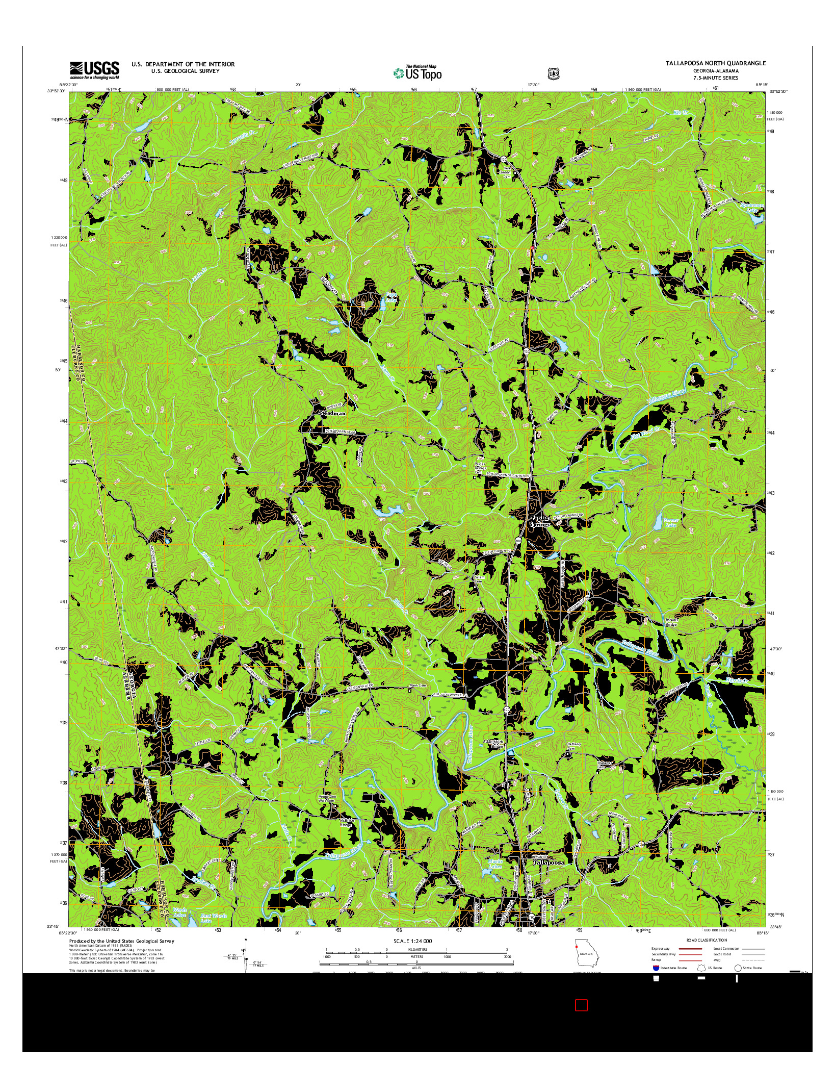 USGS US TOPO 7.5-MINUTE MAP FOR TALLAPOOSA NORTH, GA-AL 2017