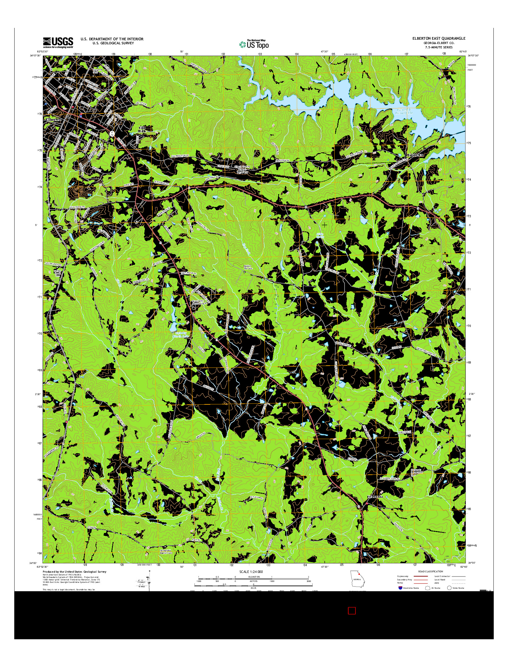 USGS US TOPO 7.5-MINUTE MAP FOR ELBERTON EAST, GA 2017